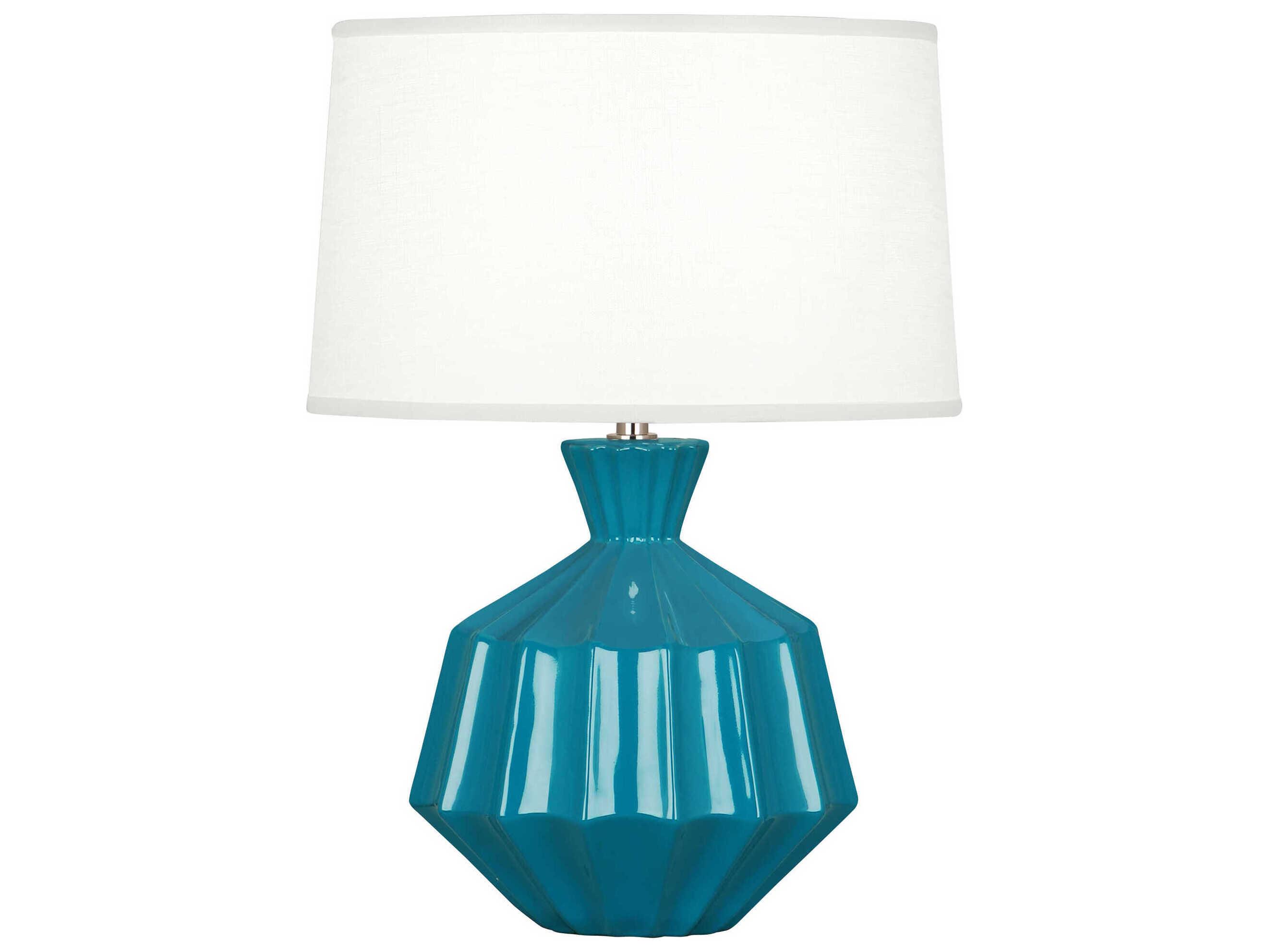 Robert Abbey Orion Peacock Glazed Blue Table Lamp