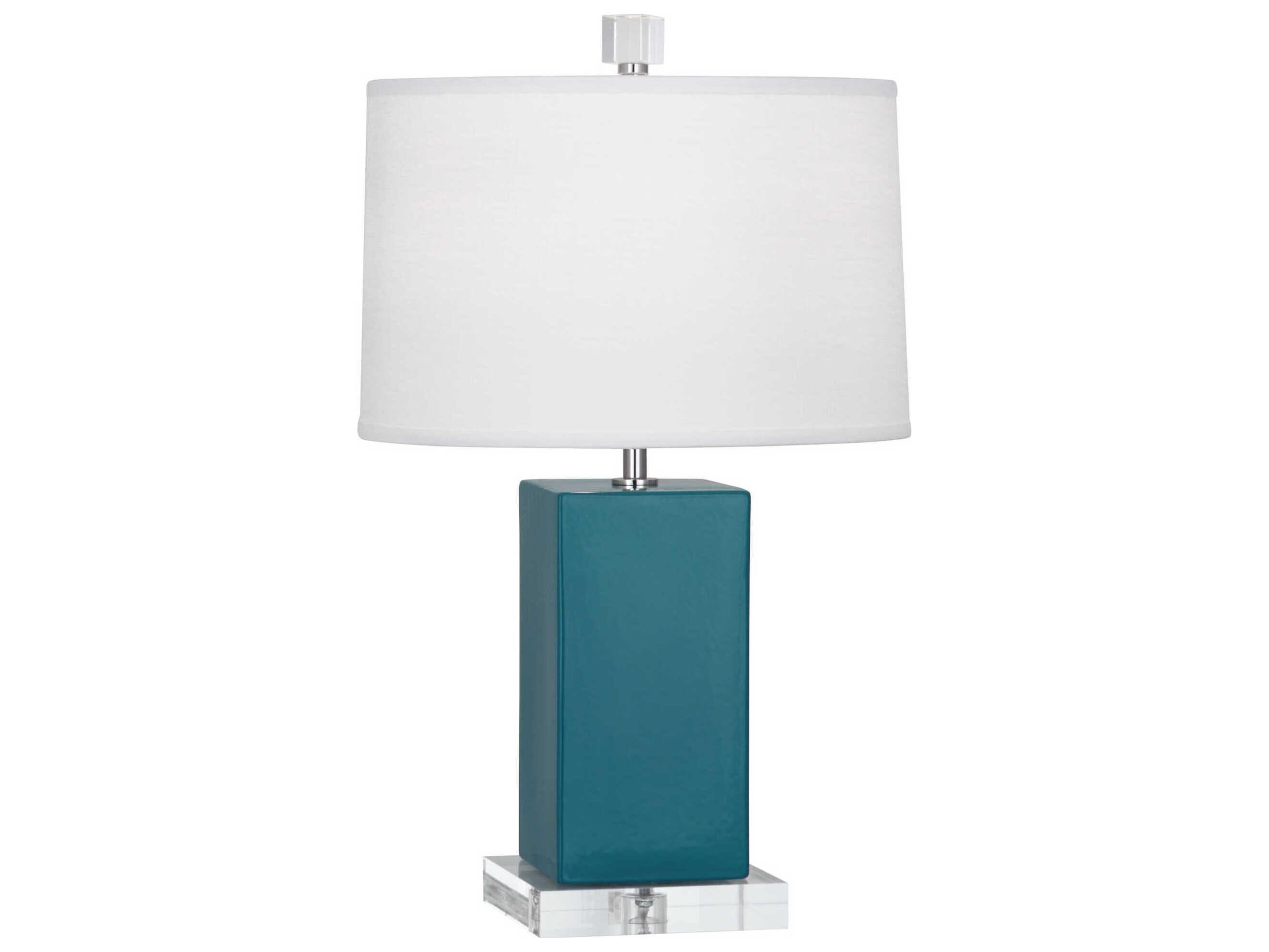 Robert Abbey Harvey Peacock Glazed Blue Table Lamp