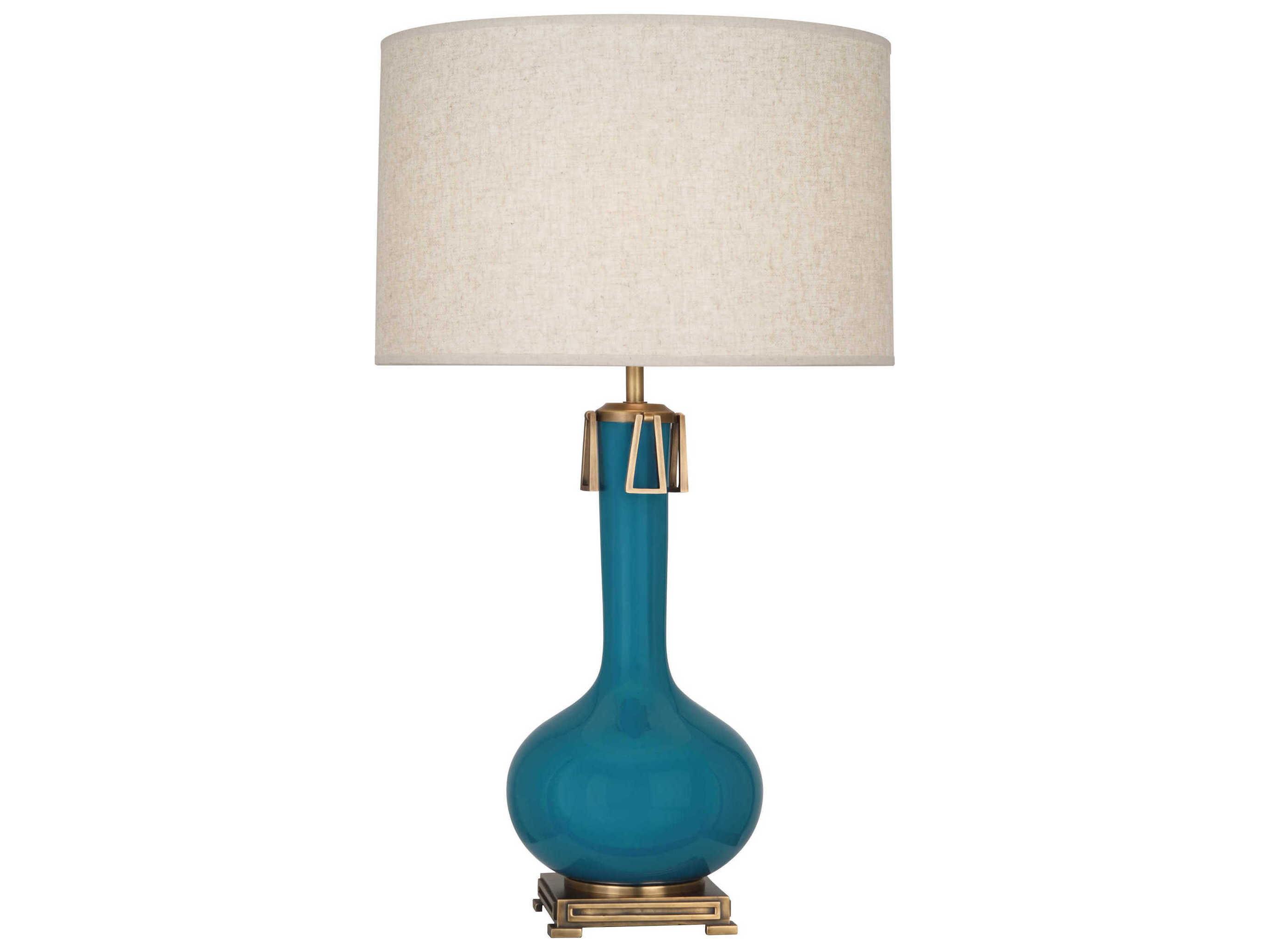 Robert Abbey Athena Peacock Glazed Aged Brass Buffet Lamp