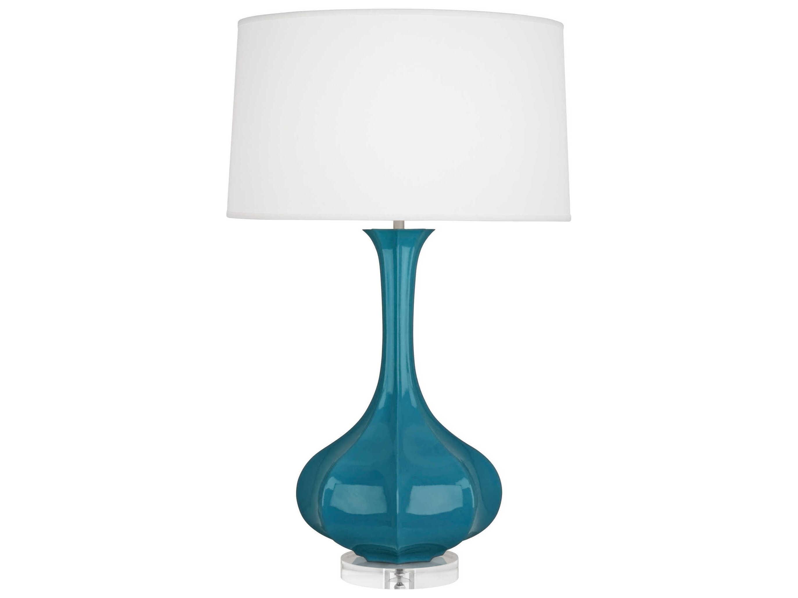 Robert Abbey Pike Peacock Glazed Lucite Blue Buffet Lamp