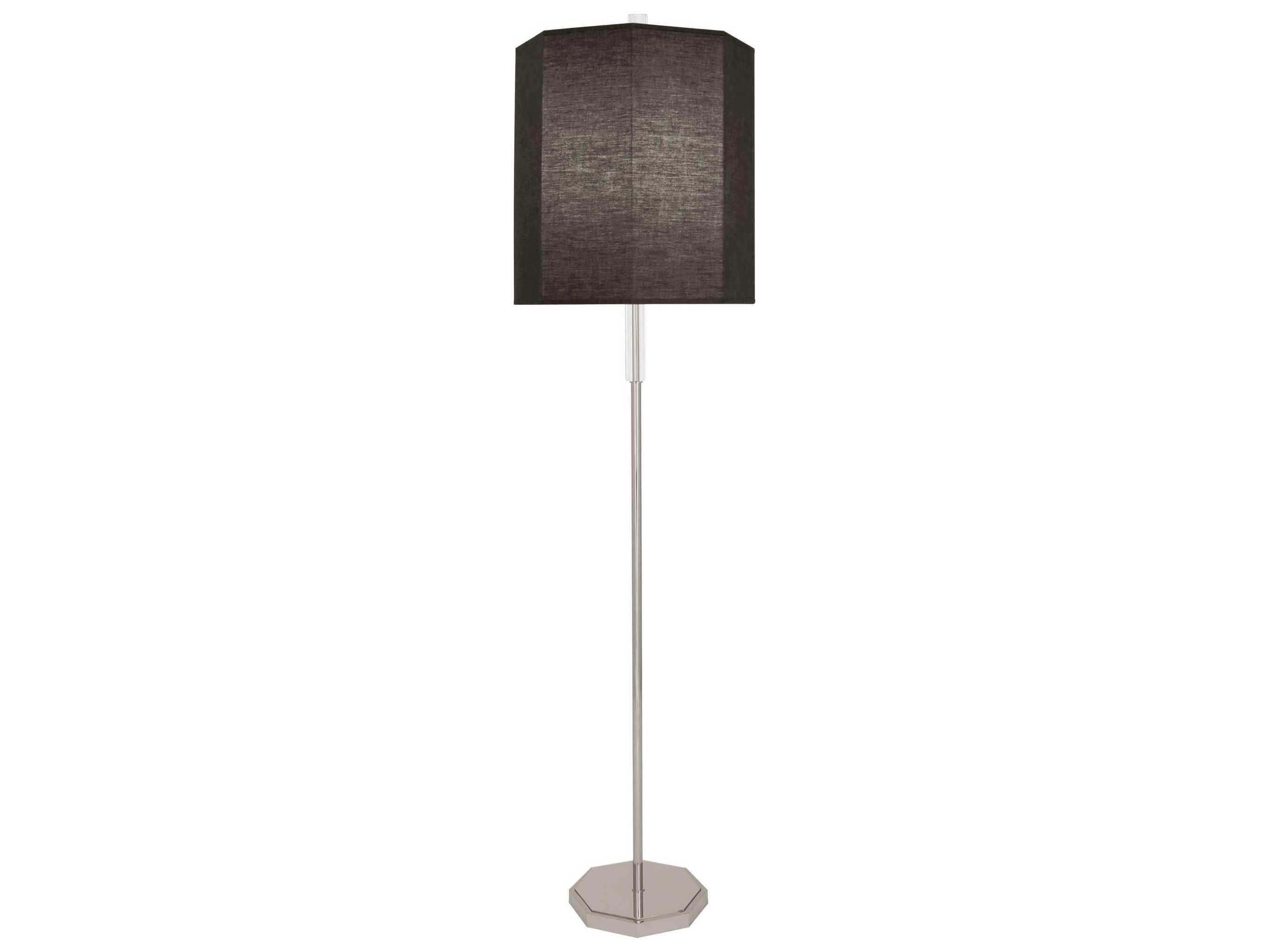 Robert Abbey Kate Polished Nickel Clear Crystal Black Floor Lamp