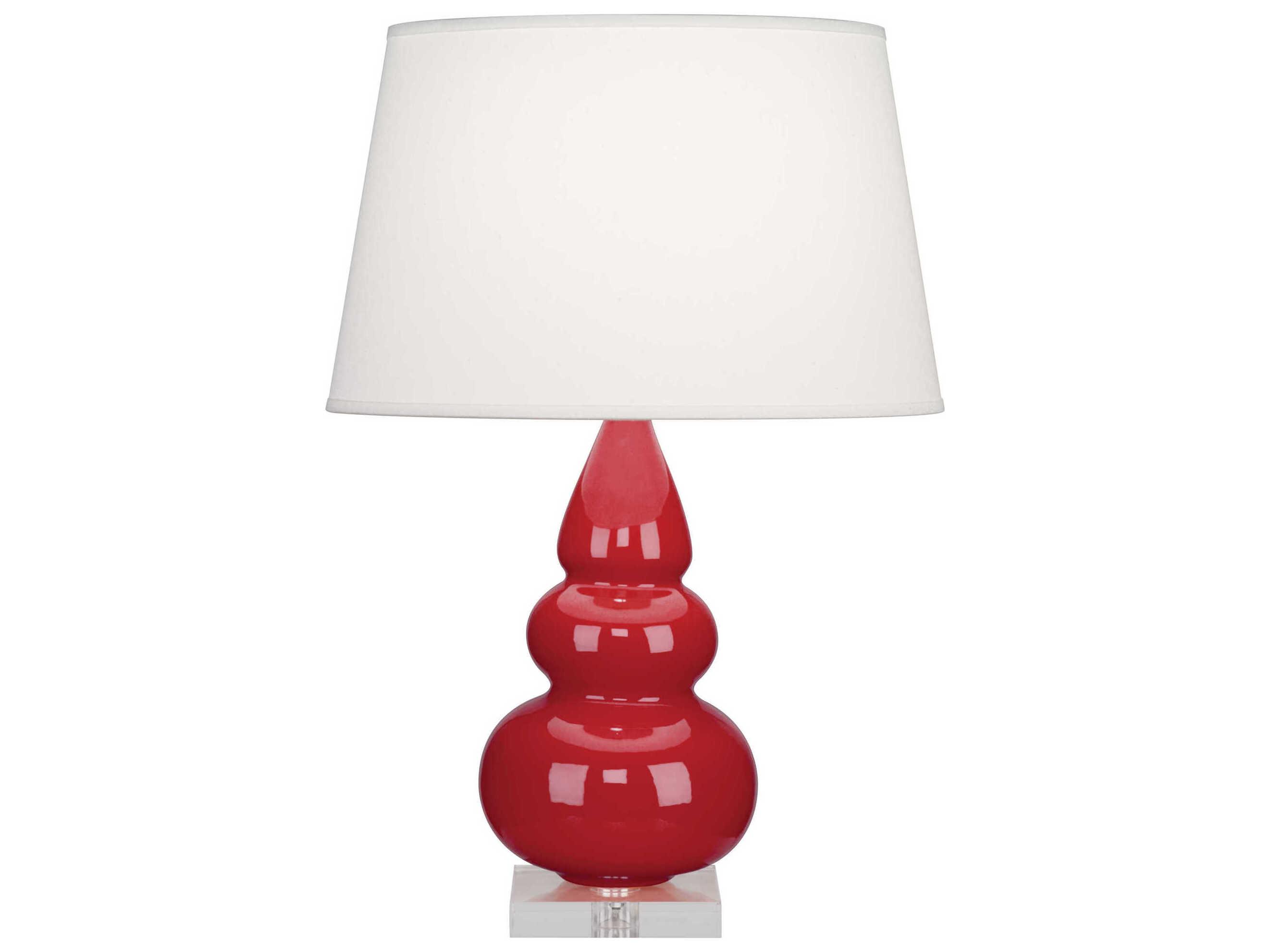 Robert Abbey Small Triple Gourd Ruby Red Glazed Table Lamp