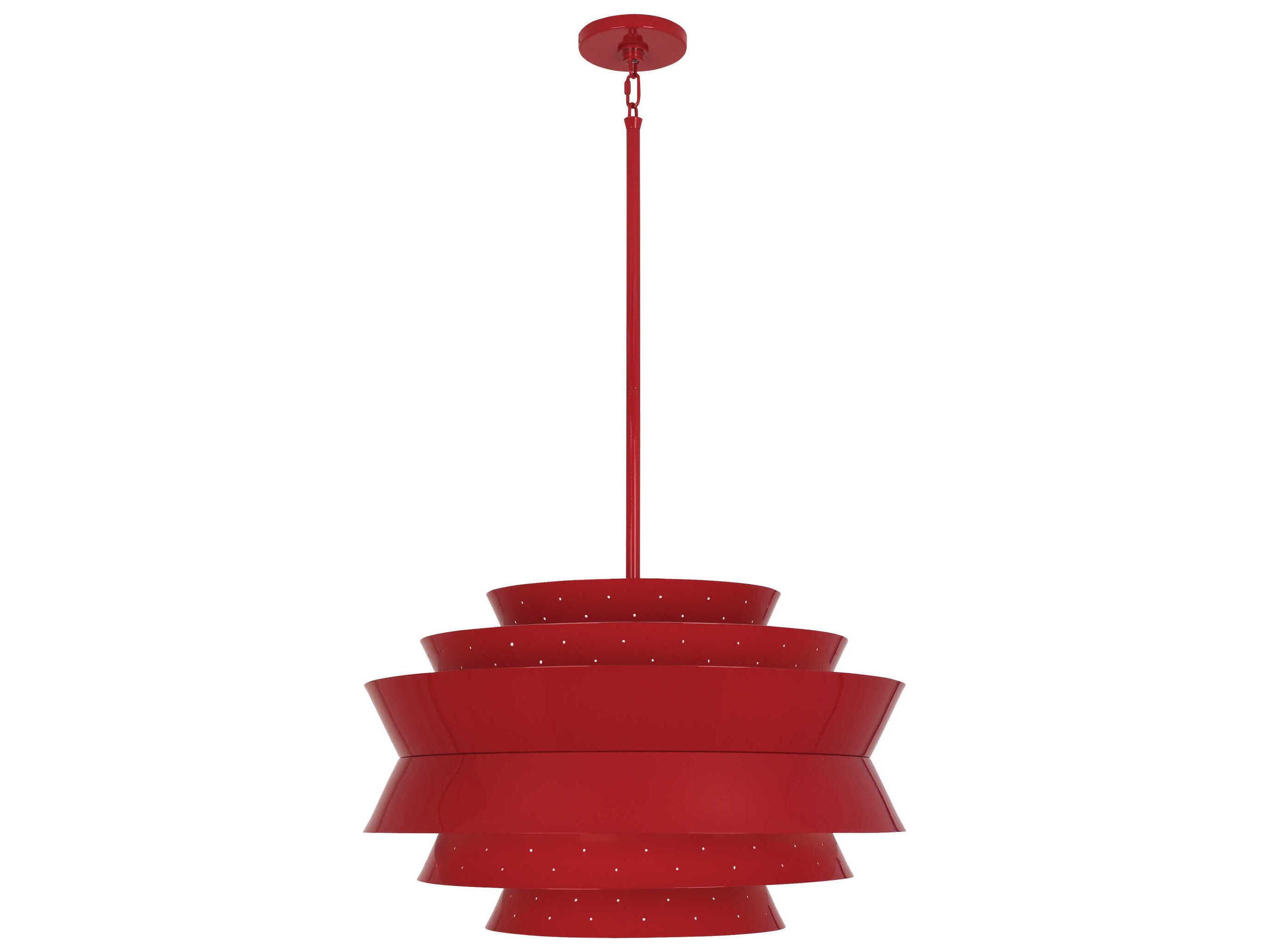 Robert Abbey Pierce 3-Light Ruby Red Gloss Tiered Pendant