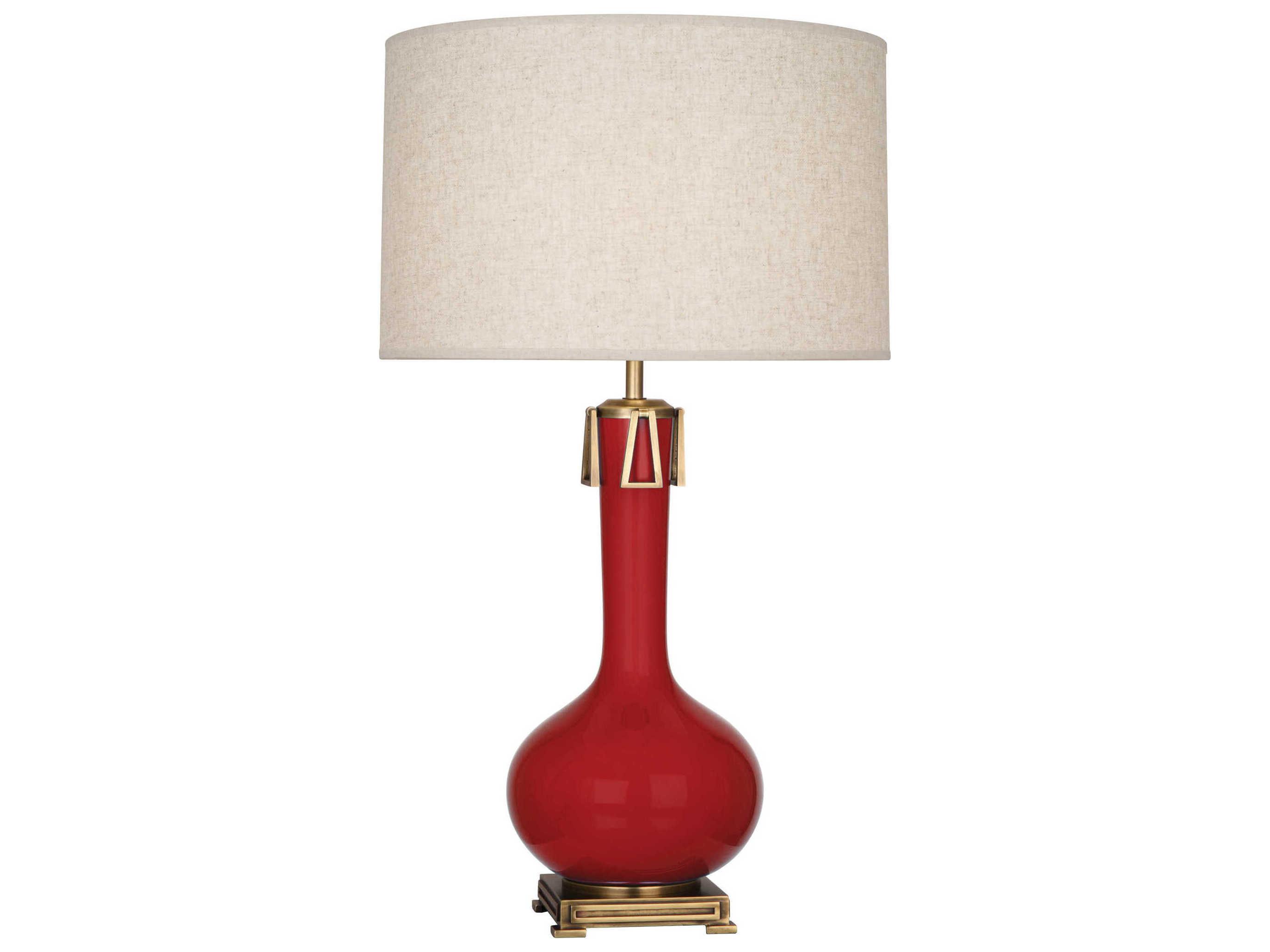 Robert Abbey Athena Ruby Red Glazed Aged Brass Buffet Lamp