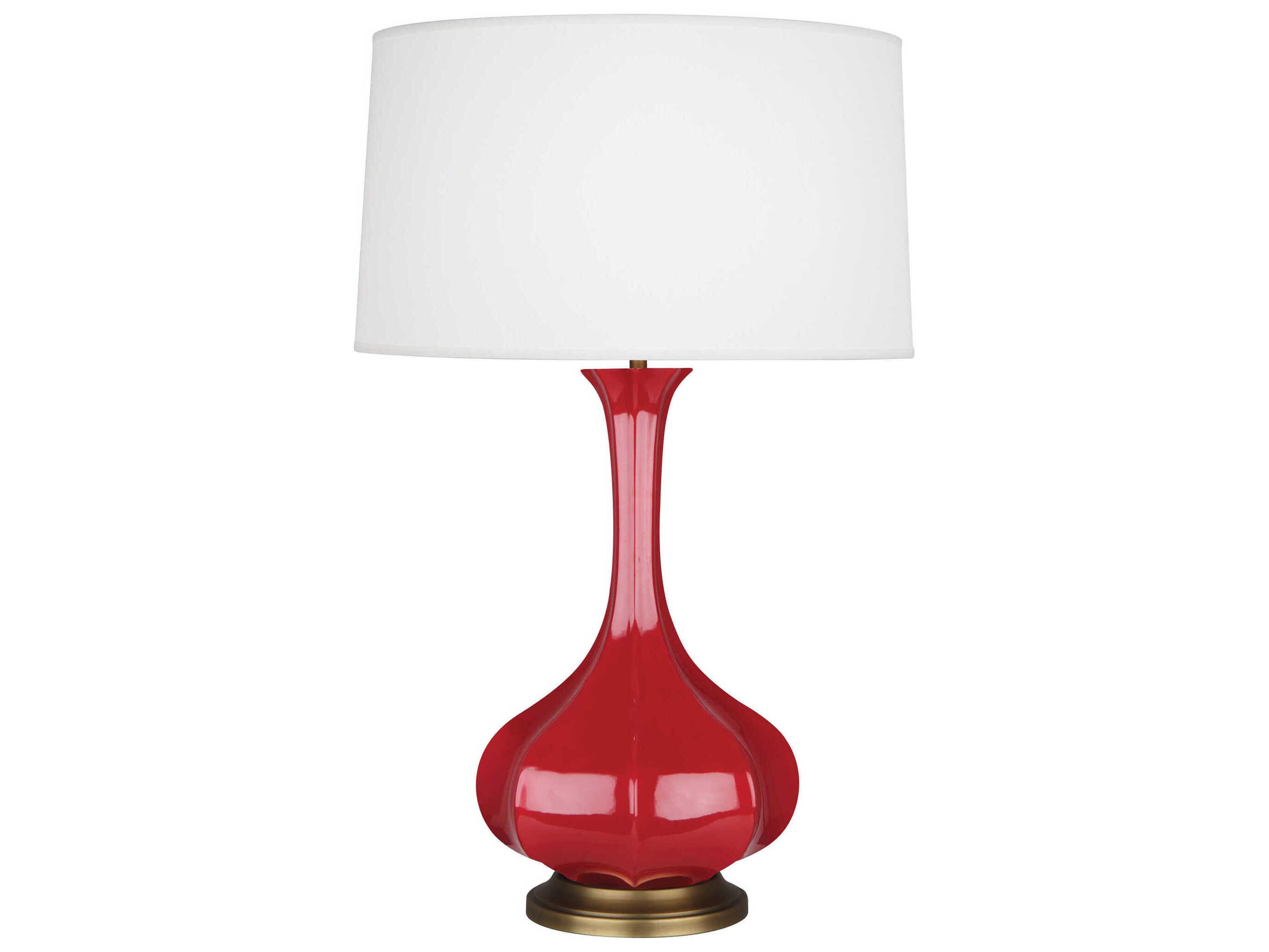 Robert Abbey Pike Ruby Red Glazed Aged Brass Buffet Lamp