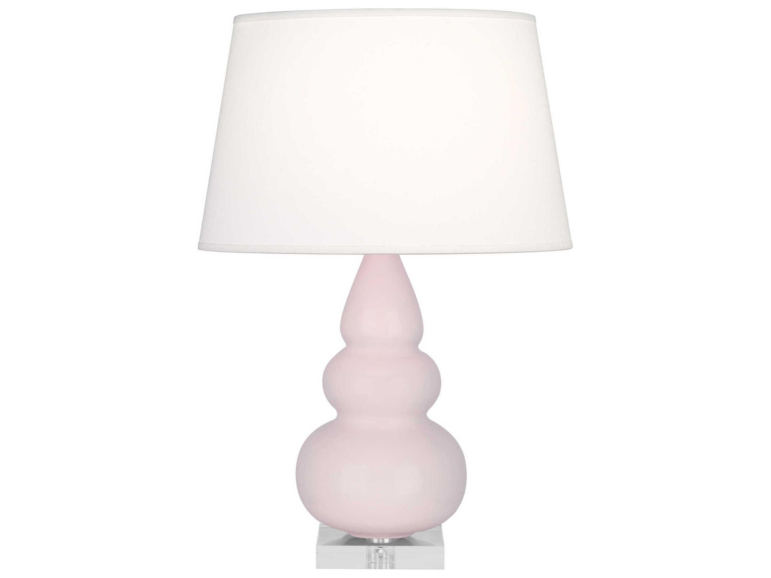 Robert Abbey Small Triple Gourd Rose Water Glazed Pink Table Lamp