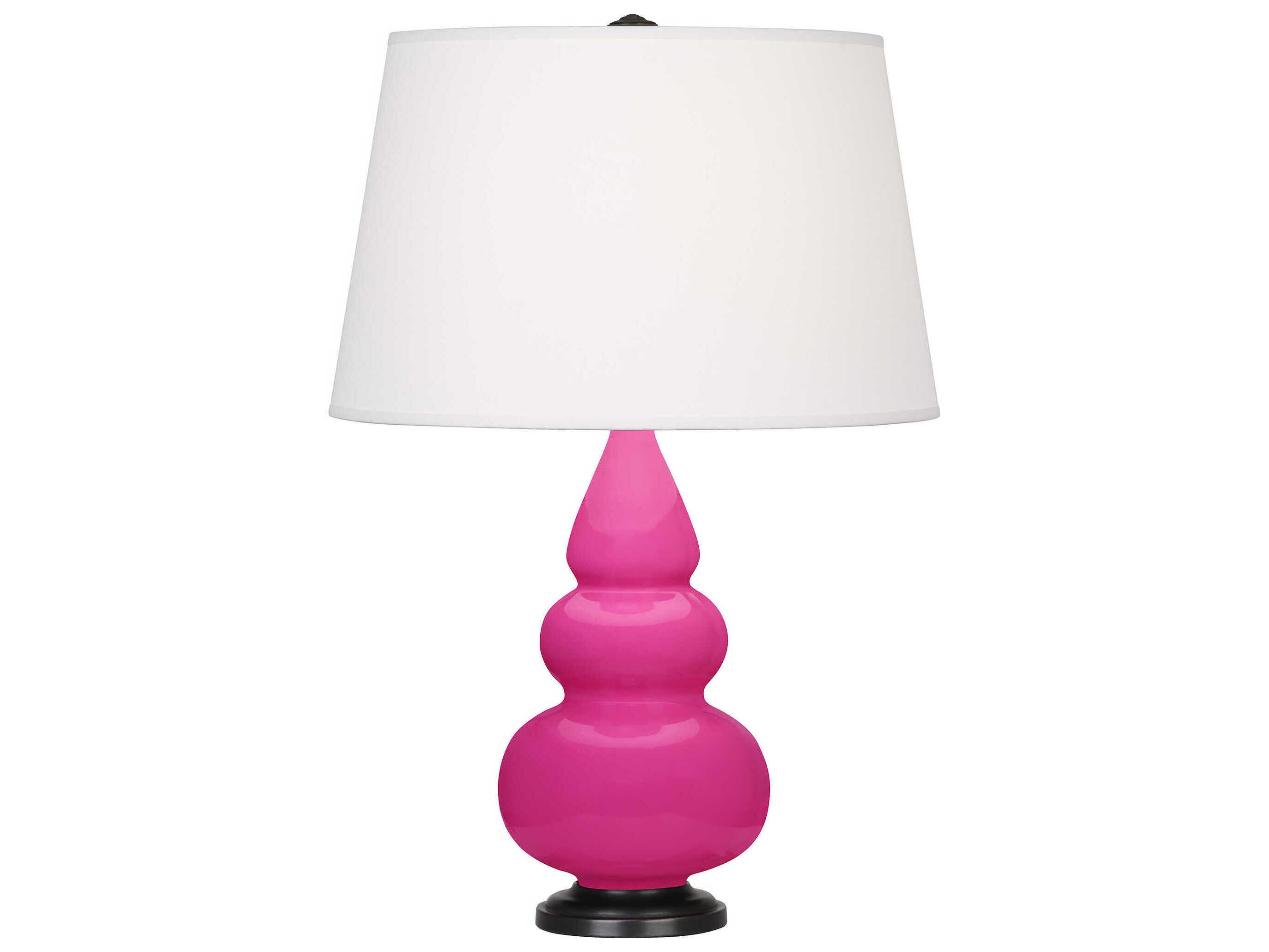 Robert Abbey Small Triple Gourd Razzle Rose Glazed Pink Table Lamp