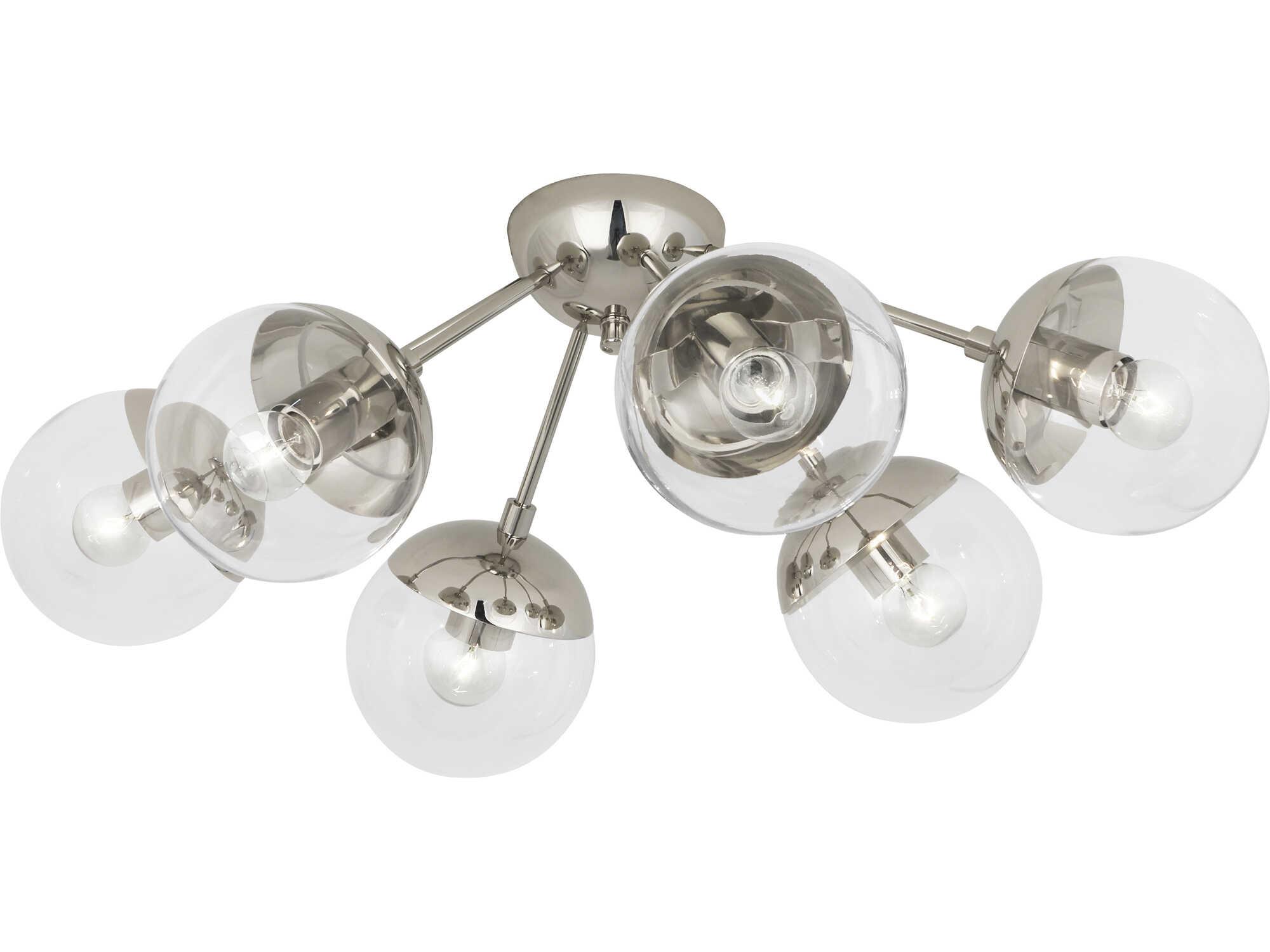 Robert Abbey Celeste 6-Light Polished Nickel Globe Sputnik Flush Mount