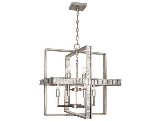 Robert Abbey Diana 8-Light Antique Silver Antiqued Mirror Geometric Pendant