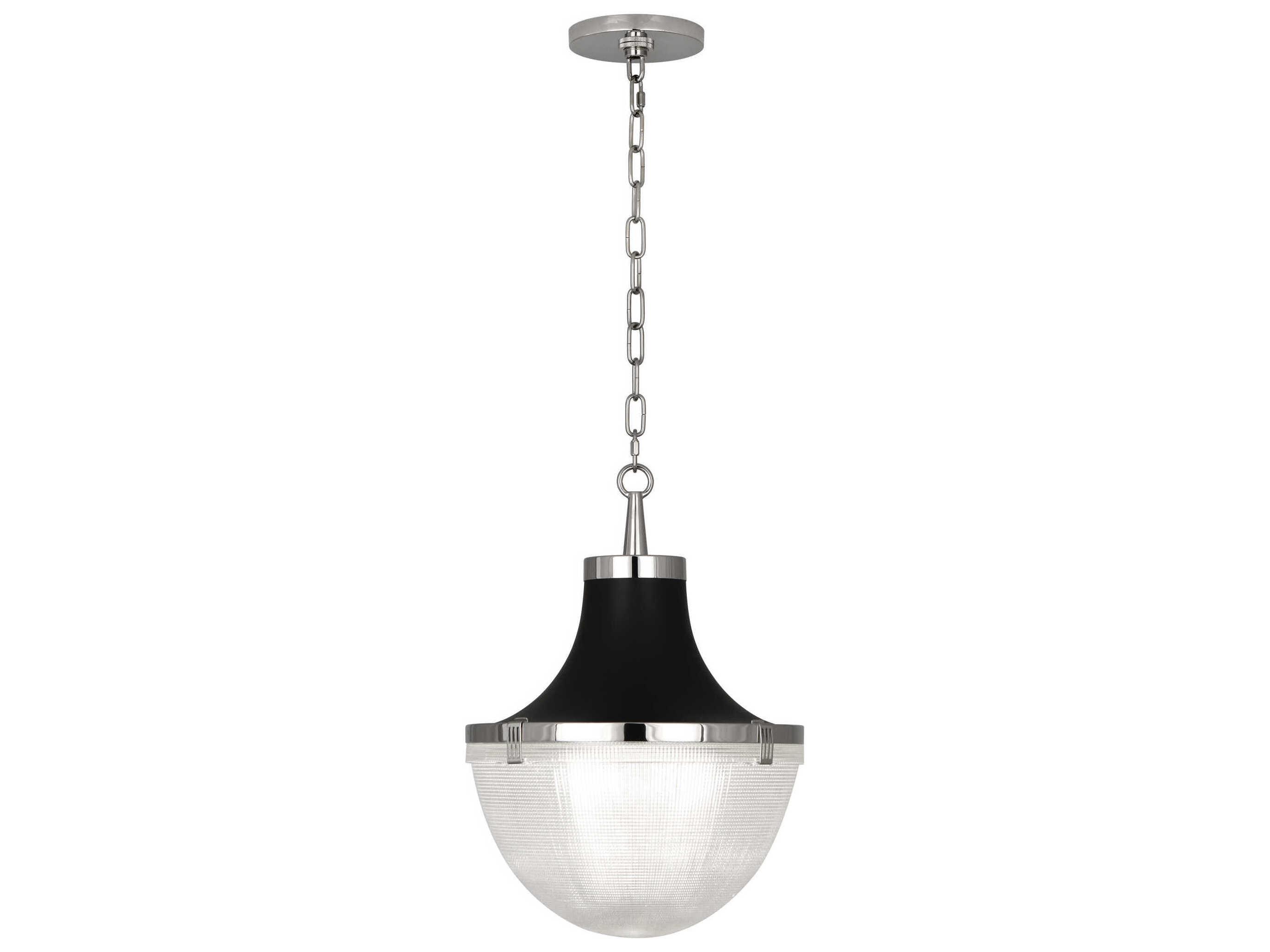 Robert Abbey Brighton 1-Light Polished Nickel Matte Black Shade Hood Pendant