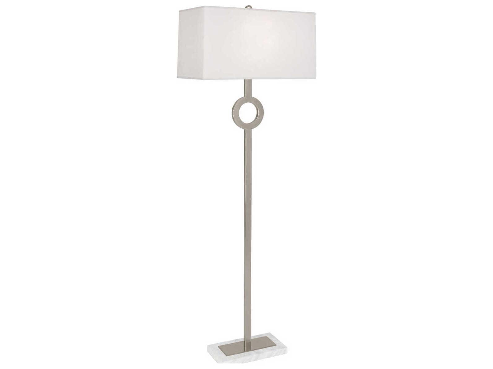 Robert Abbey Oculus Antique Silver White Marble Floor Lamp