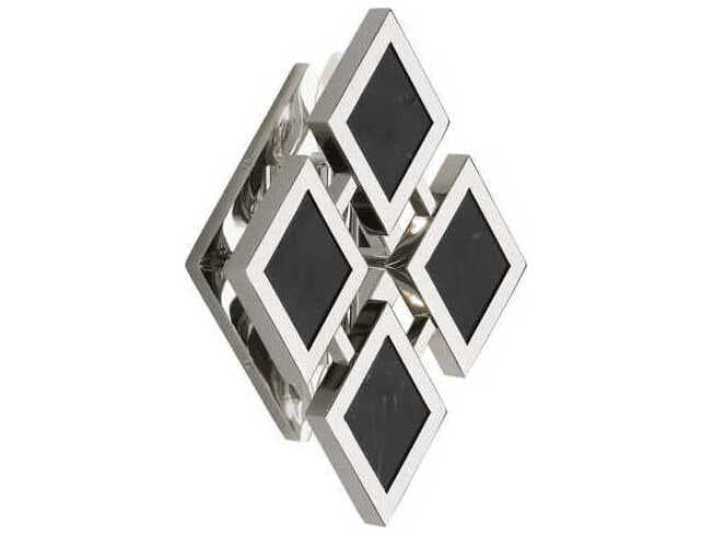 Robert Abbey Edward 2-Light Polished Nickel Black Marble Wall Sconce