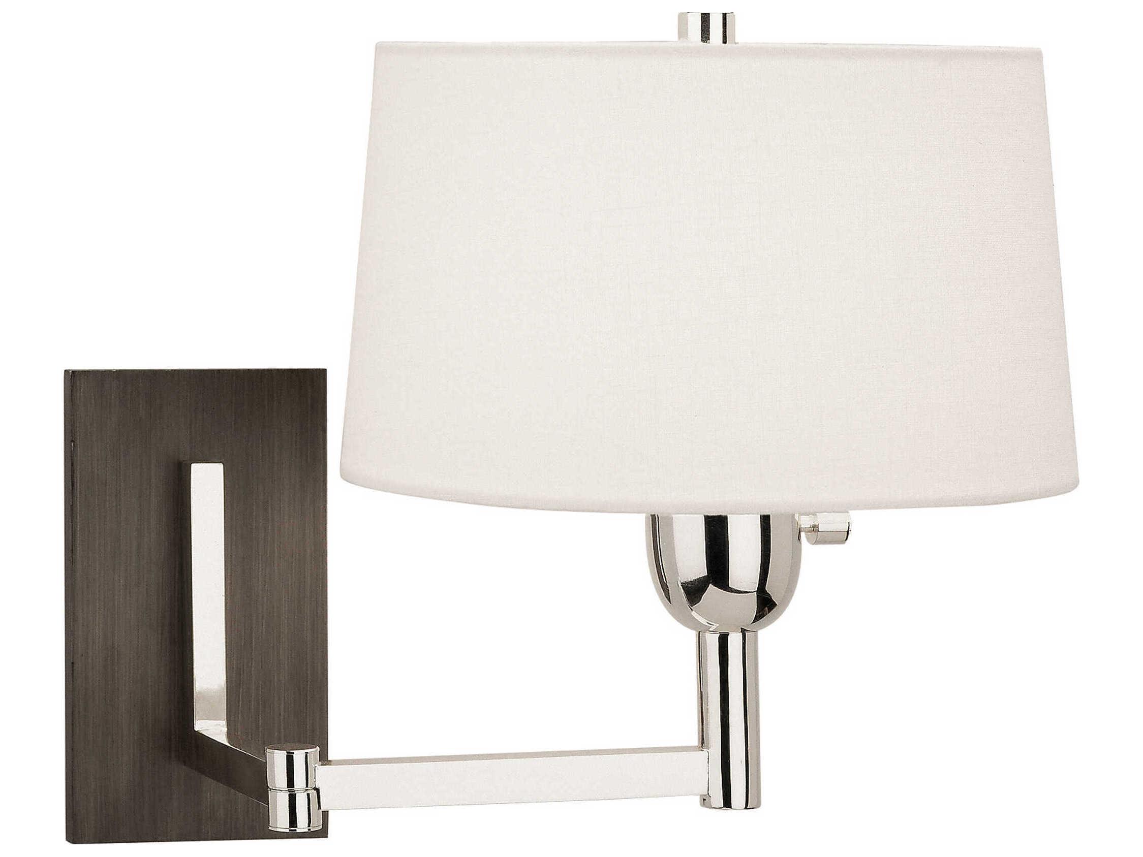 Robert Abbey Wonton 1-Light Silver Plate Weathered Ebony Wood Swing Wall Sconce