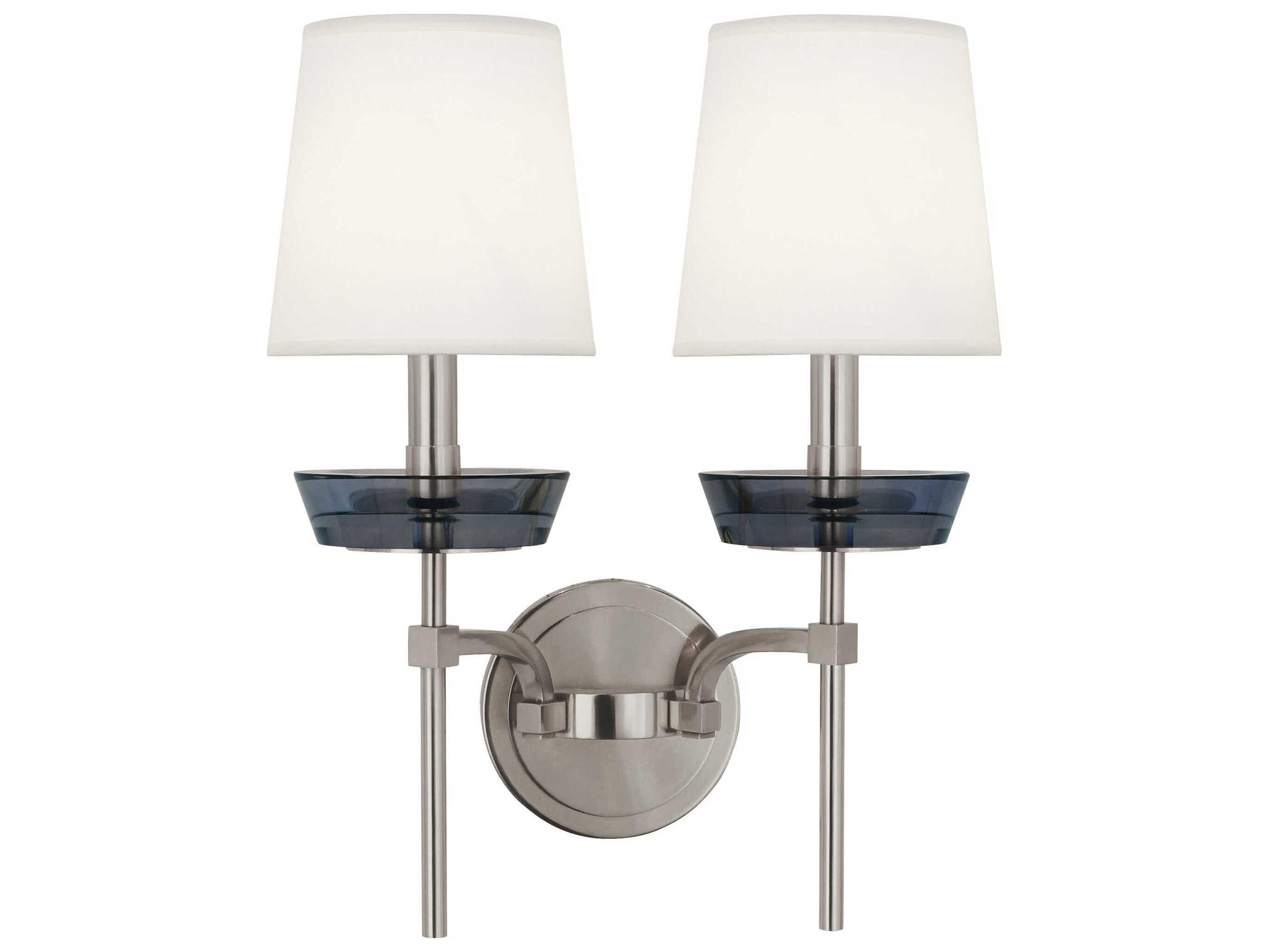 Robert Abbey Cristallo 2-Light Polished Nickel Smoke Crystal Wall Sconce