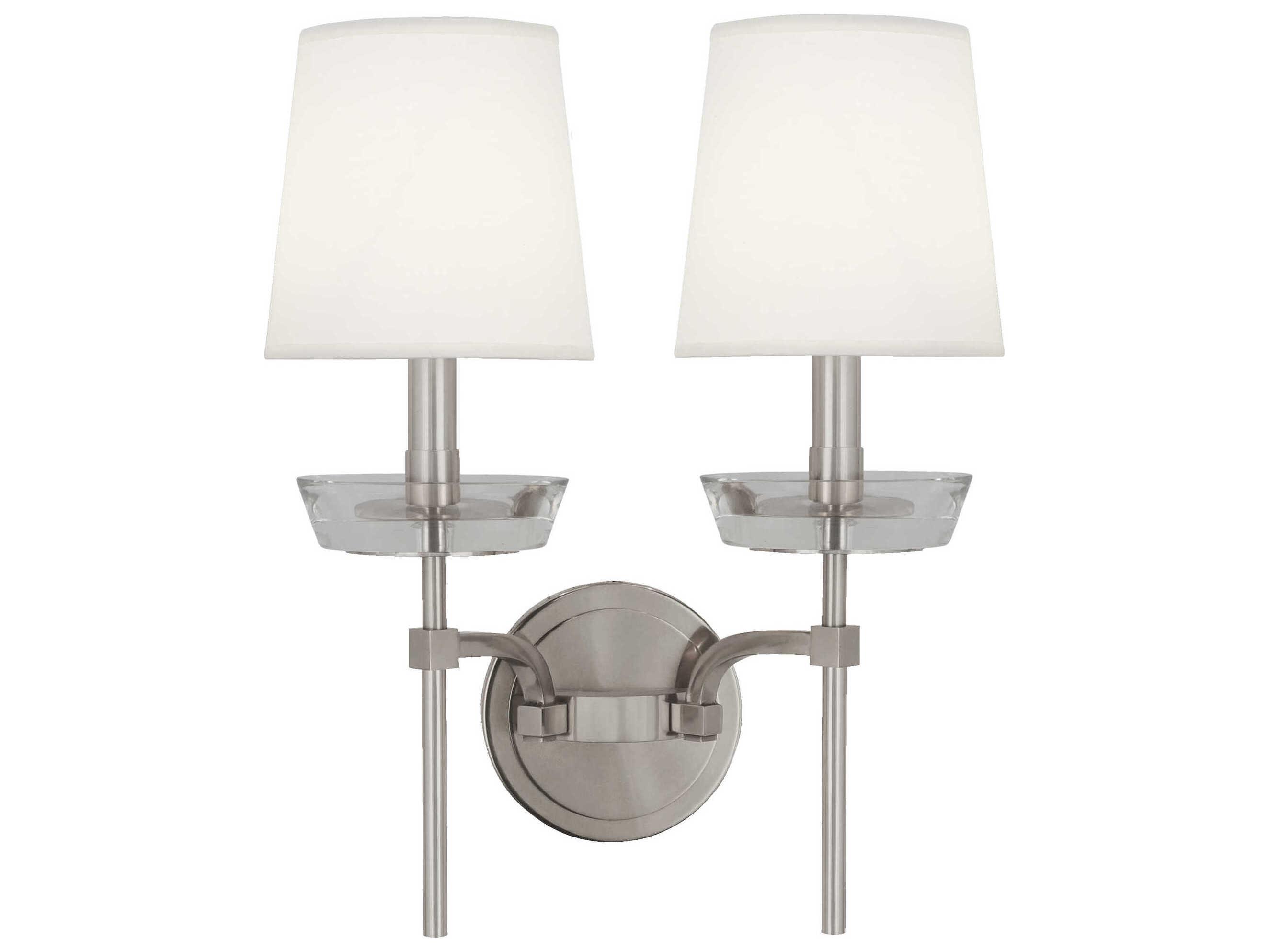 Robert Abbey Cristallo 2-Light Polished Nickel Clear Crystal Vanity Light