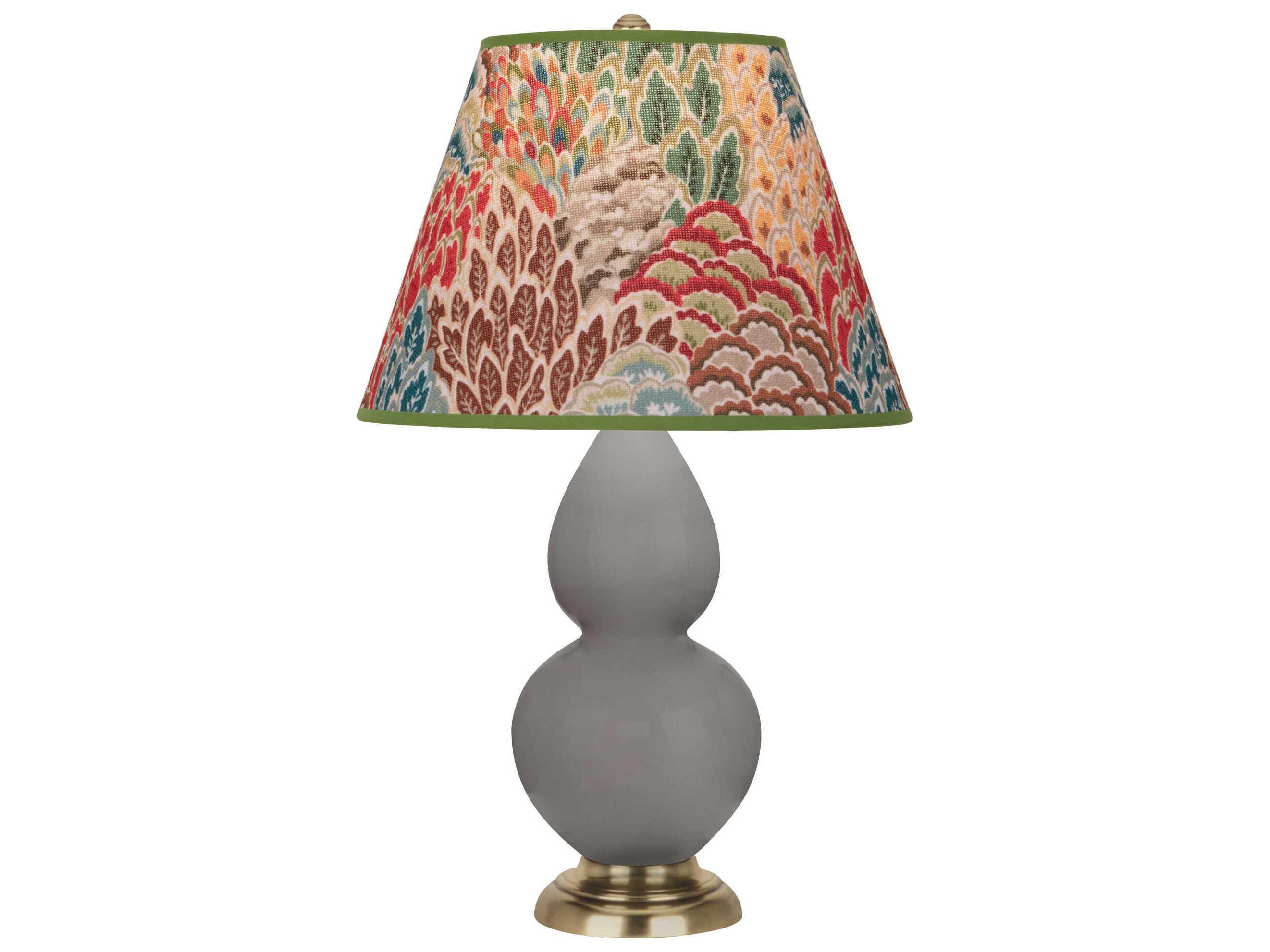 Robert Abbey Small Double Gourd Smokey Taupe Glazed Gray Table Lamp