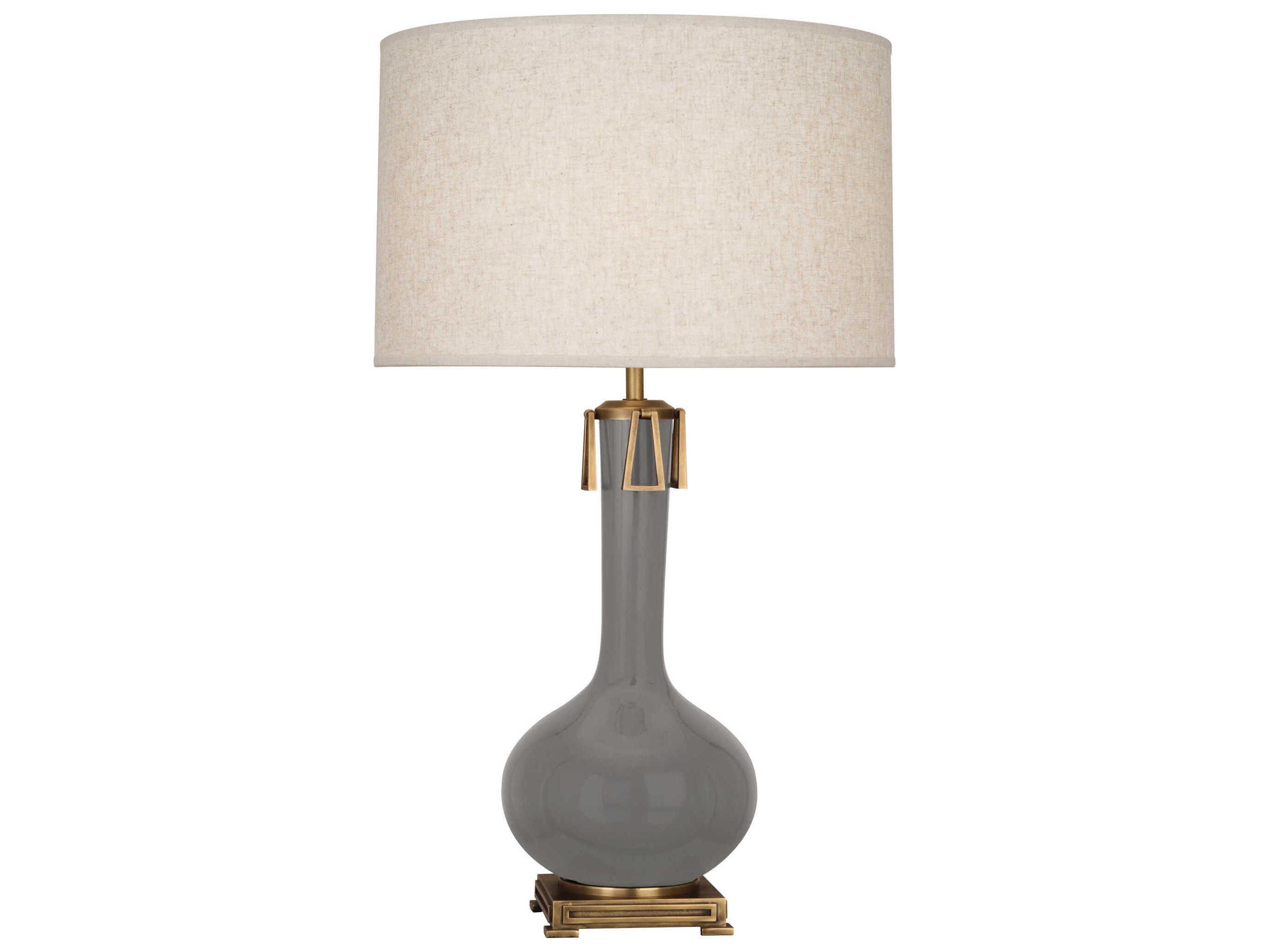 Robert Abbey Athena Smokey Taupe Glazed Aged Brass Gray Buffet Lamp