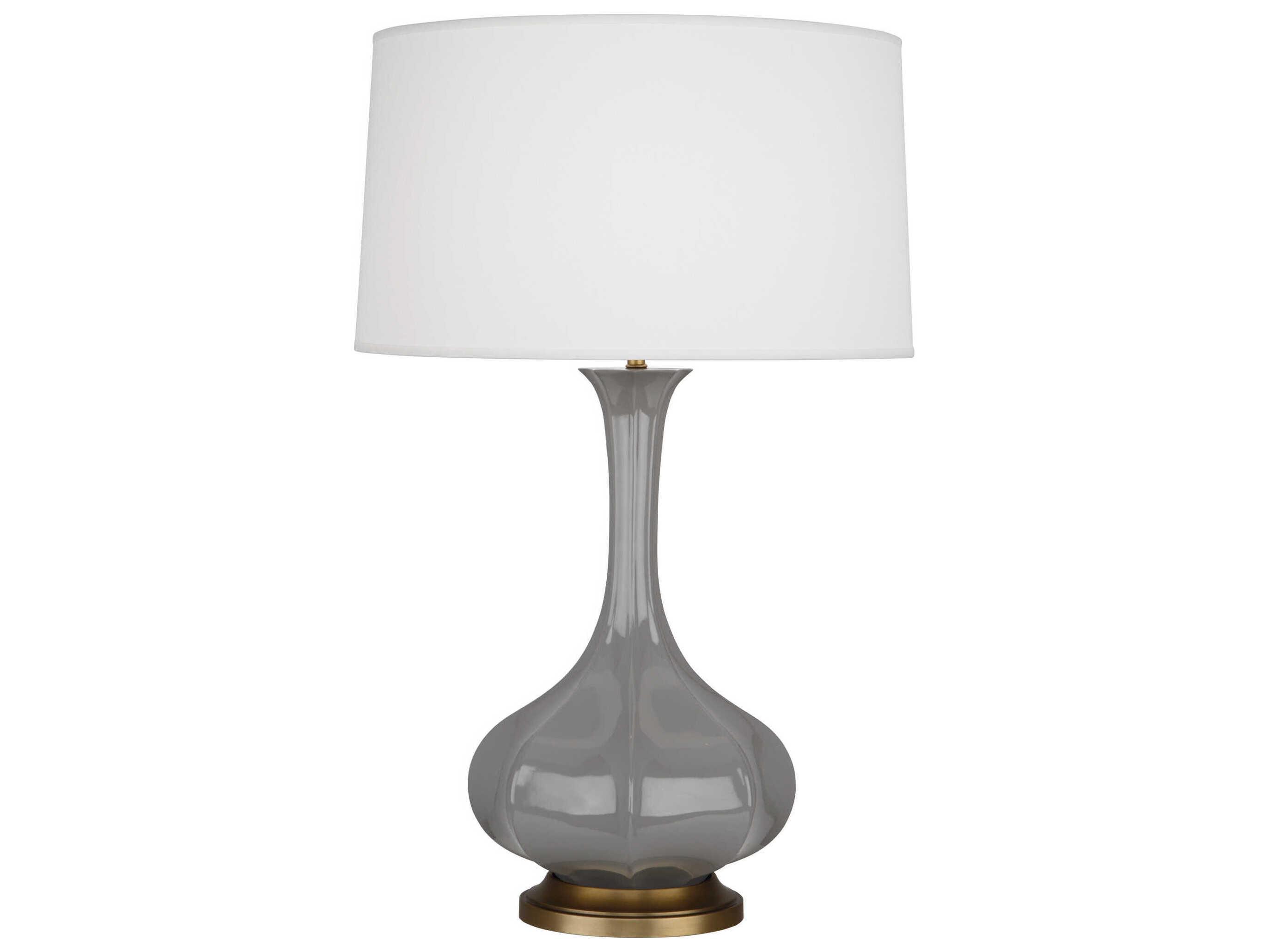 Robert Abbey Pike Smoky Taupe Glazed Aged Brass Gray Buffet Lamp