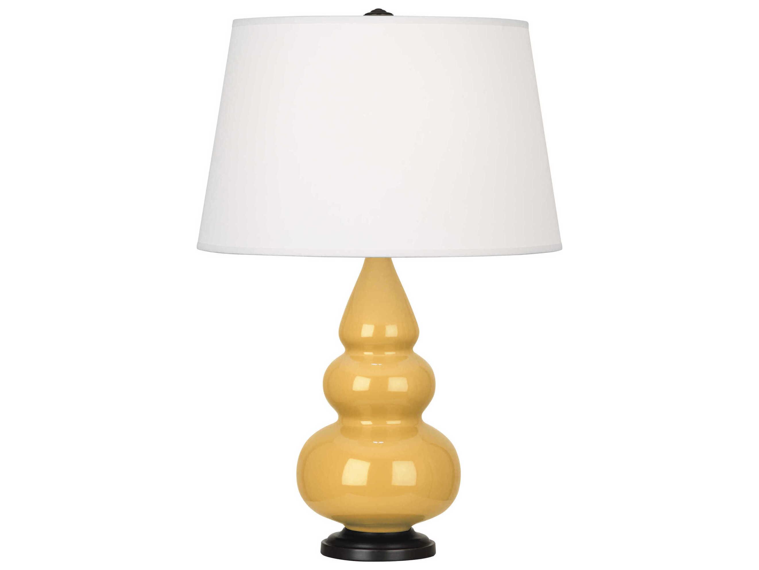 Robert Abbey Small Triple Gourd Sunset Yellow Glazed Table Lamp
