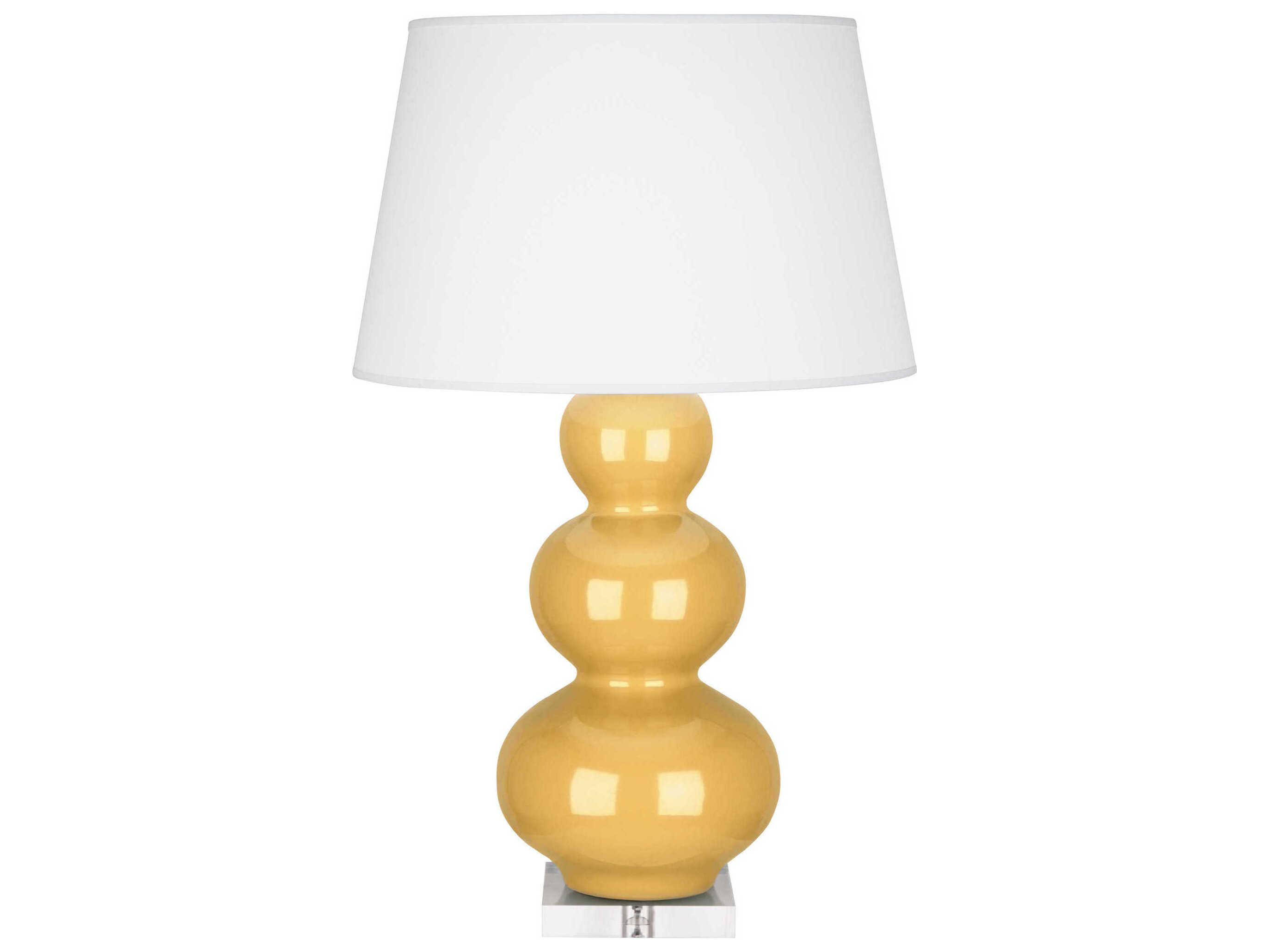 Robert Abbey Triple Gourd Sunset Yellow Glazed Buffet Lamp