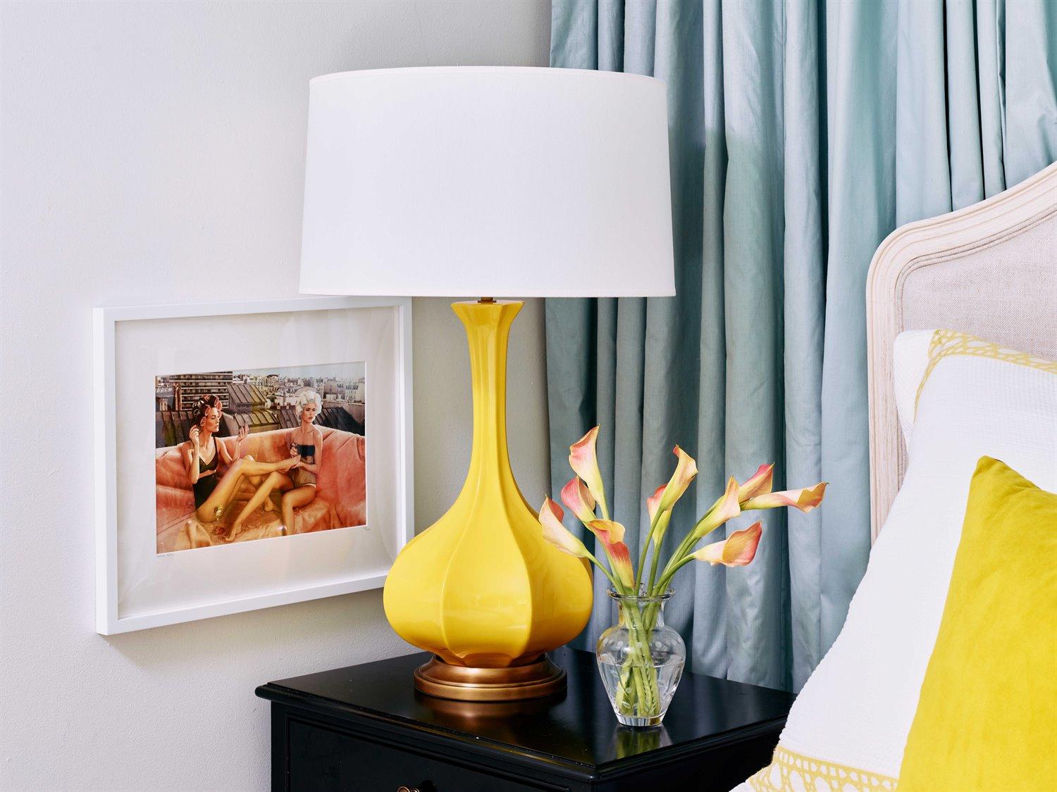 Robert Abbey Pike Sunset Yellow Glazed Aged Brass Buffet Lamp