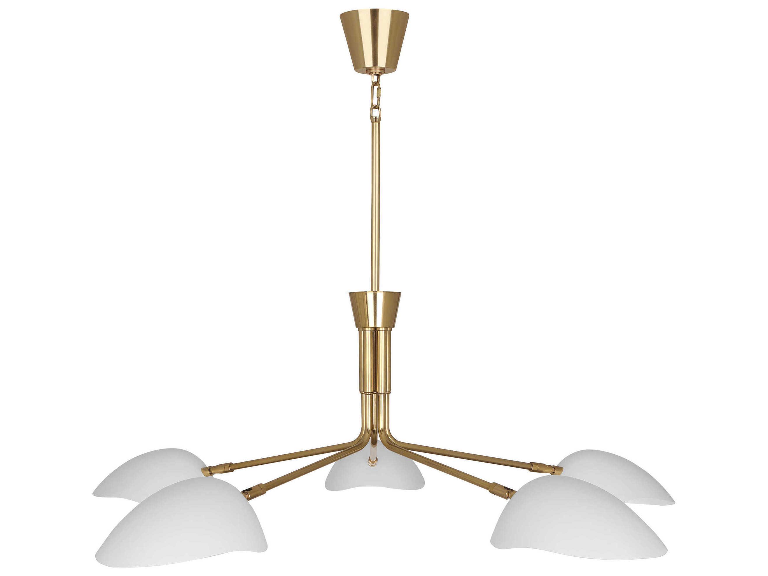 Robert Abbey Rico Espinet Racer 5-Light Modern Brass Satin White Chandelier