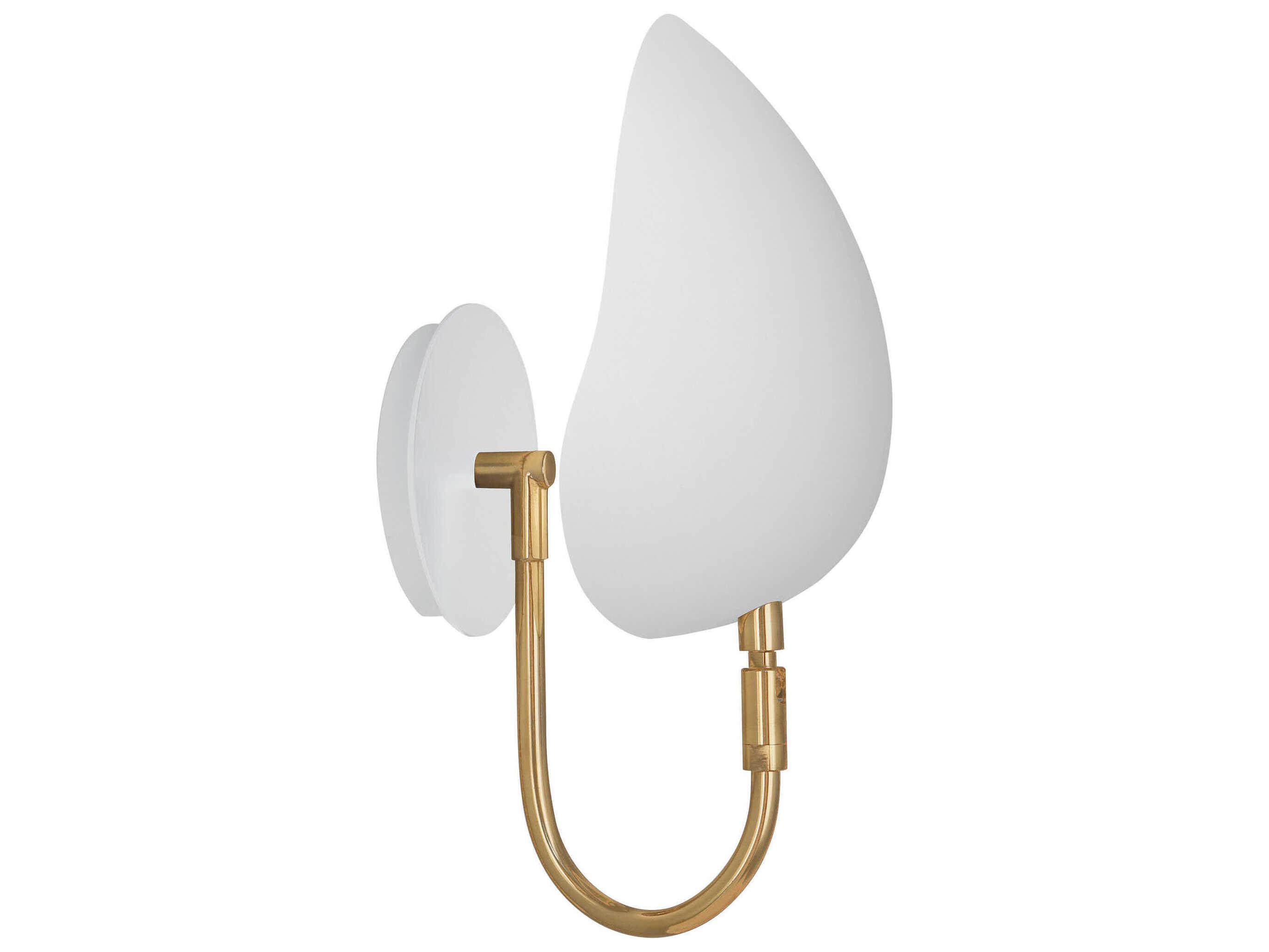 Robert Abbey Rico Espinet Racer 1-Light Modern Brass Satin White Wall Sconce