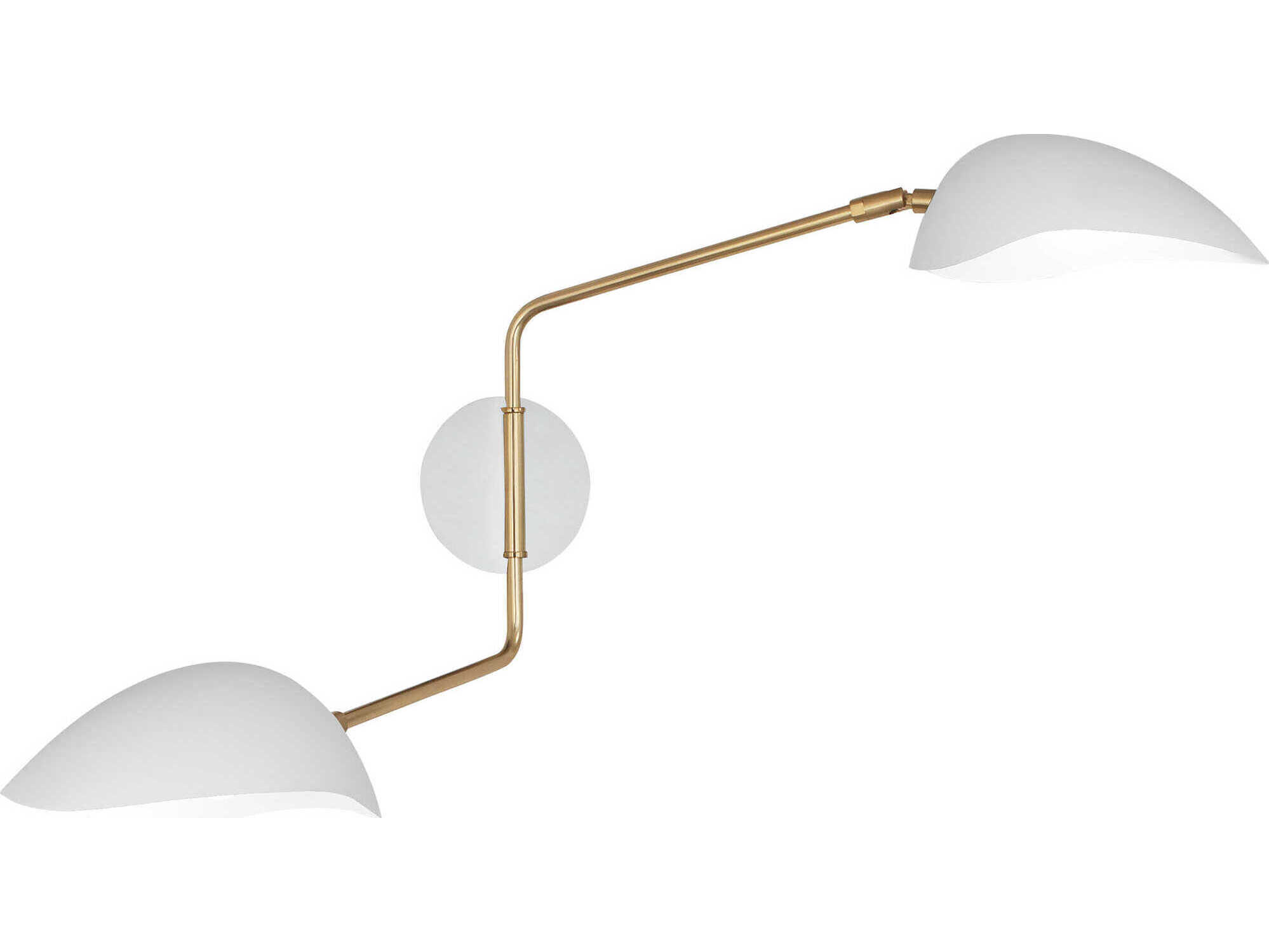 Robert Abbey Rico Espinet Racer 2-Light Modern Brass Satin White Swing Wall Sconce