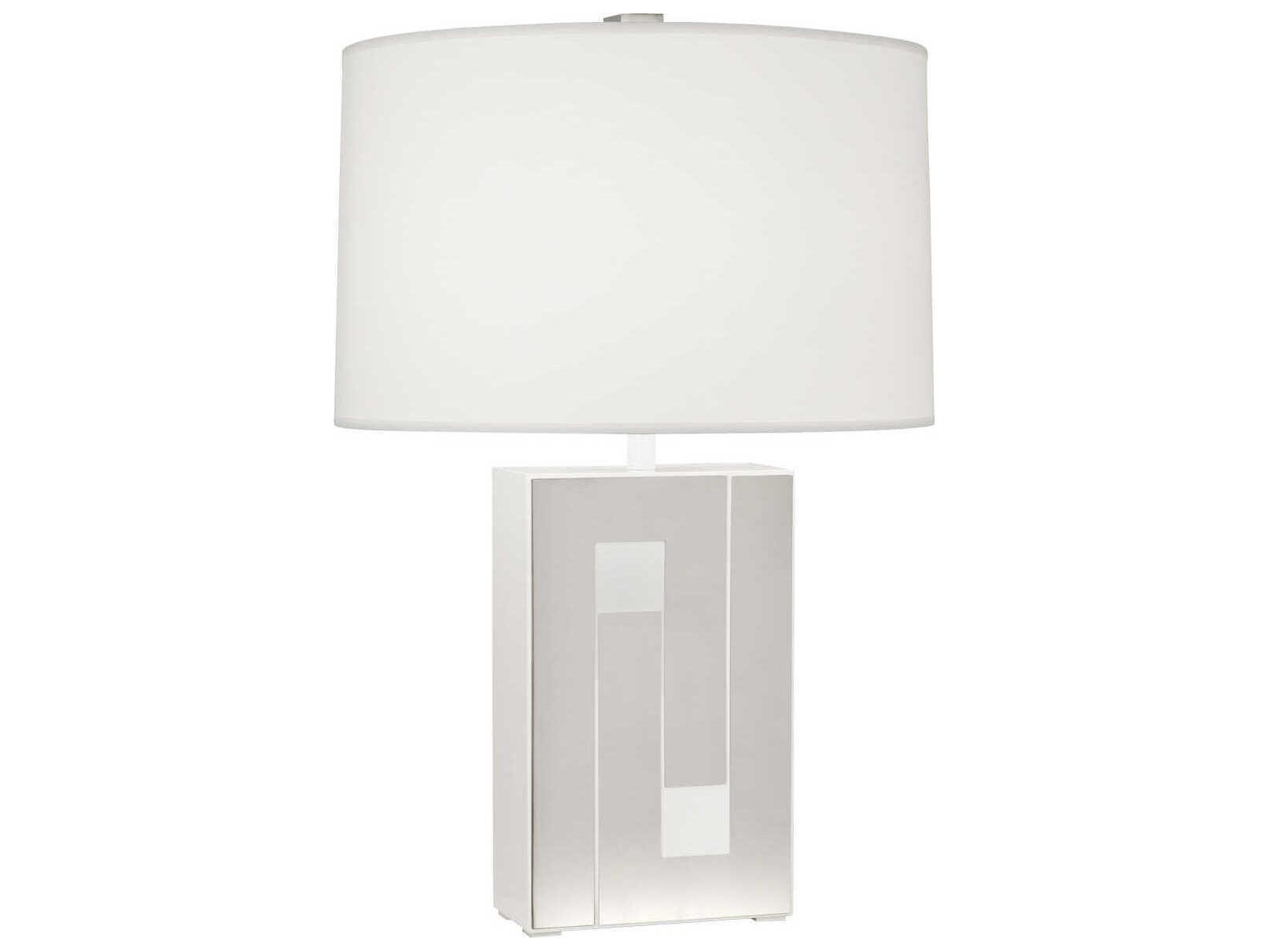 Robert Abbey Blox White Enamel Polished Nickel Buffet Lamp