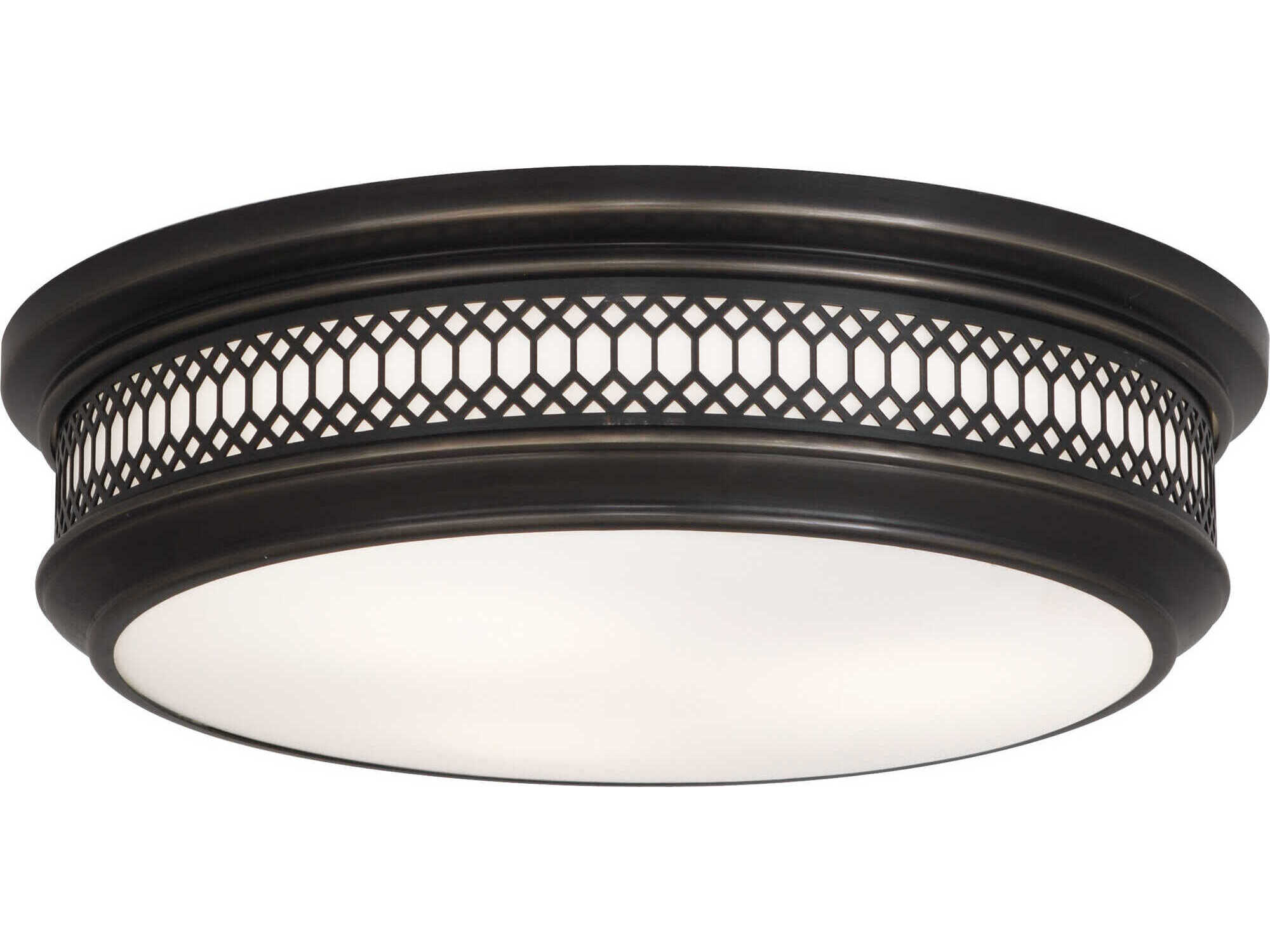 Robert Abbey Williamsburg Tucker 3-Light Deep Patina Bronze Round Flush Mount