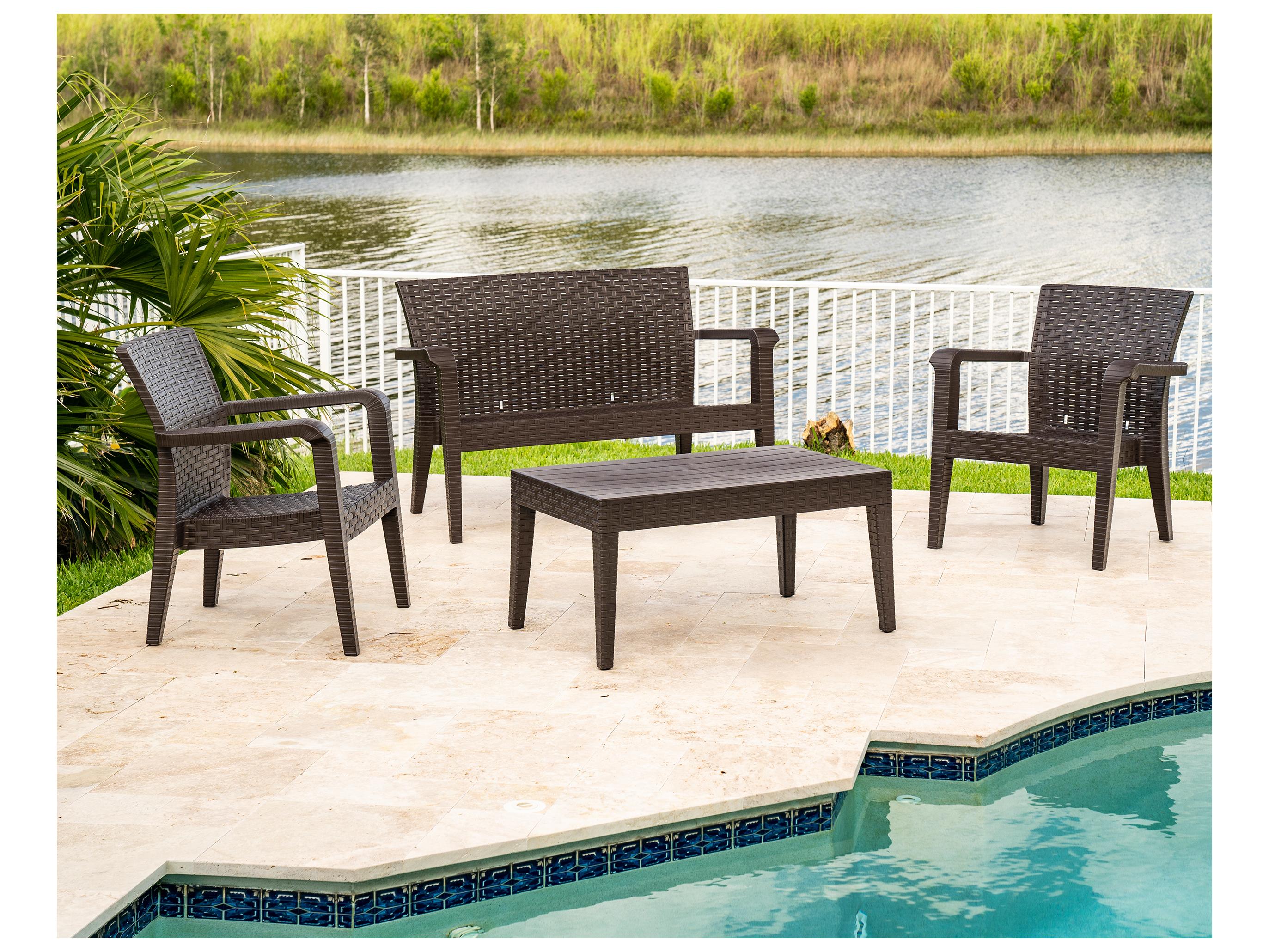 Rainbow Outdoor Alaska Resin Wicker Brown 4 Piece Lounge Set