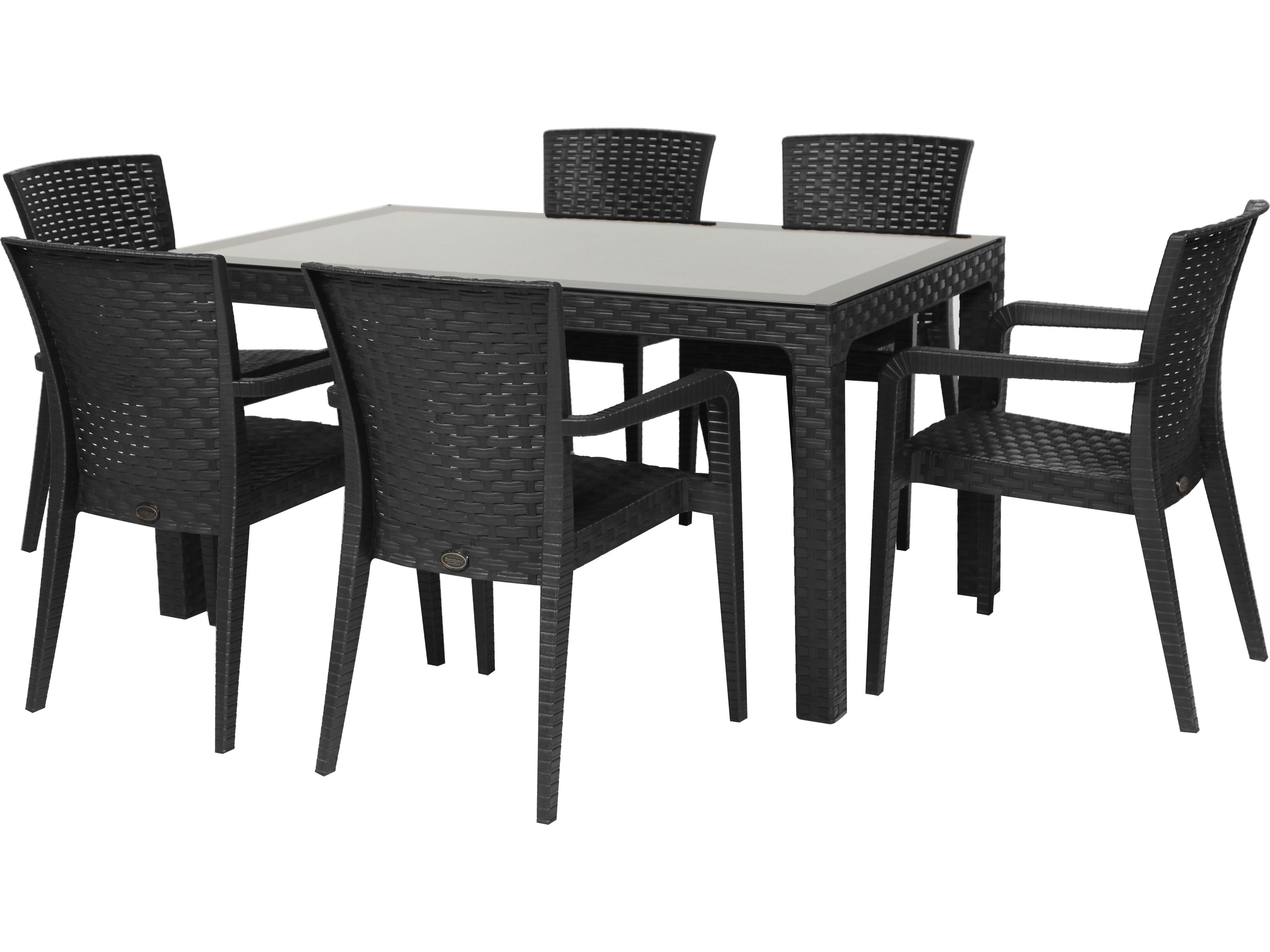 Rainbow Outdoor Alberta Resin Wicker Anthracite 7 Piece Dining Set
