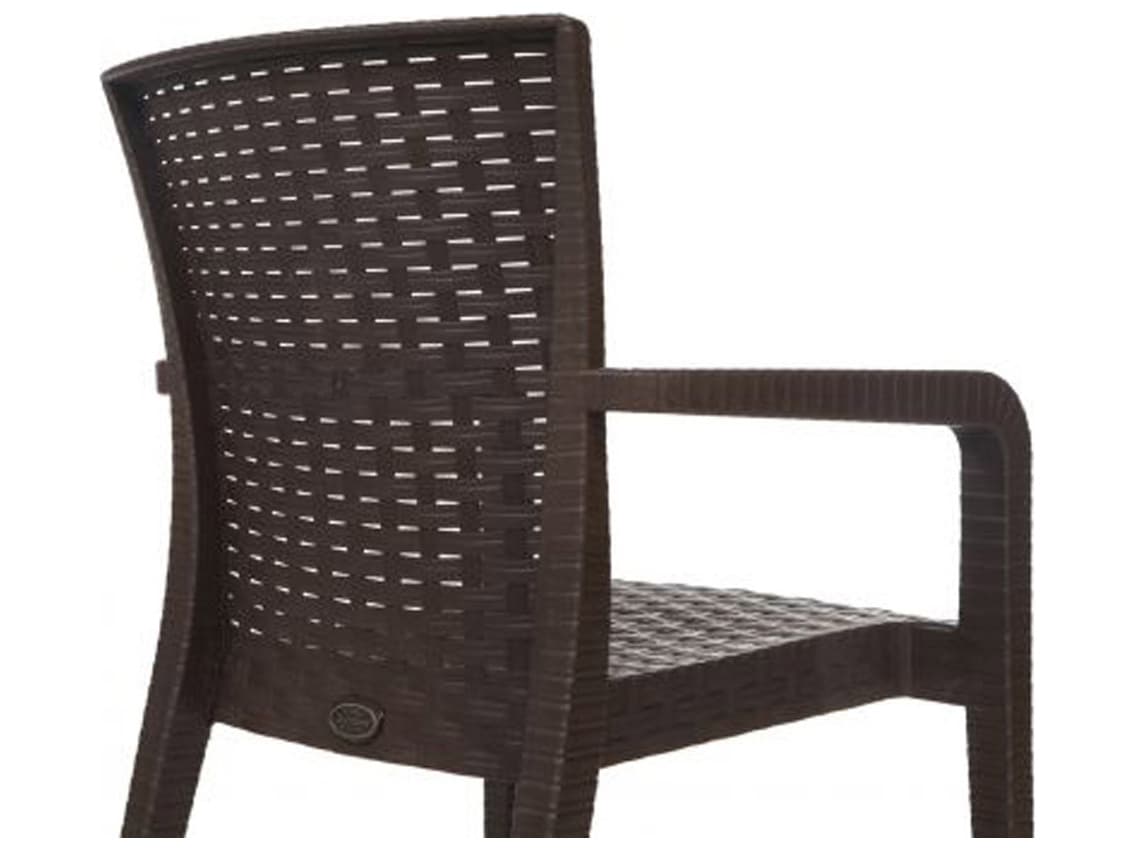 Rainbow Outdoor Alberta Resin Wicker Brown Stackable Dining Arm Chair Set of 2