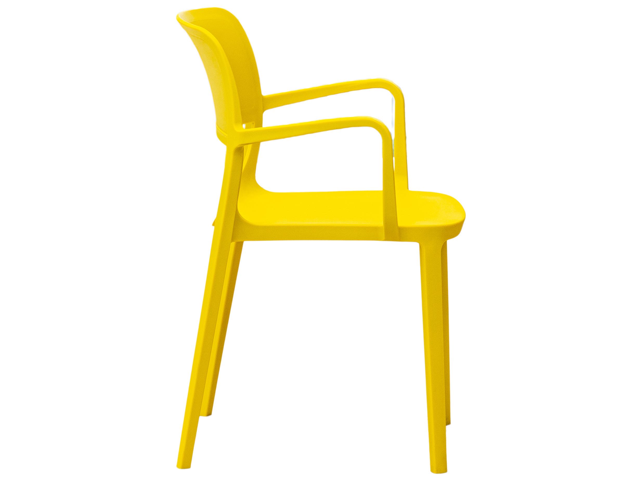 Rainbow Outdoor Bell Resin Yellow Stackable Dining Arm Chair Set of 2
