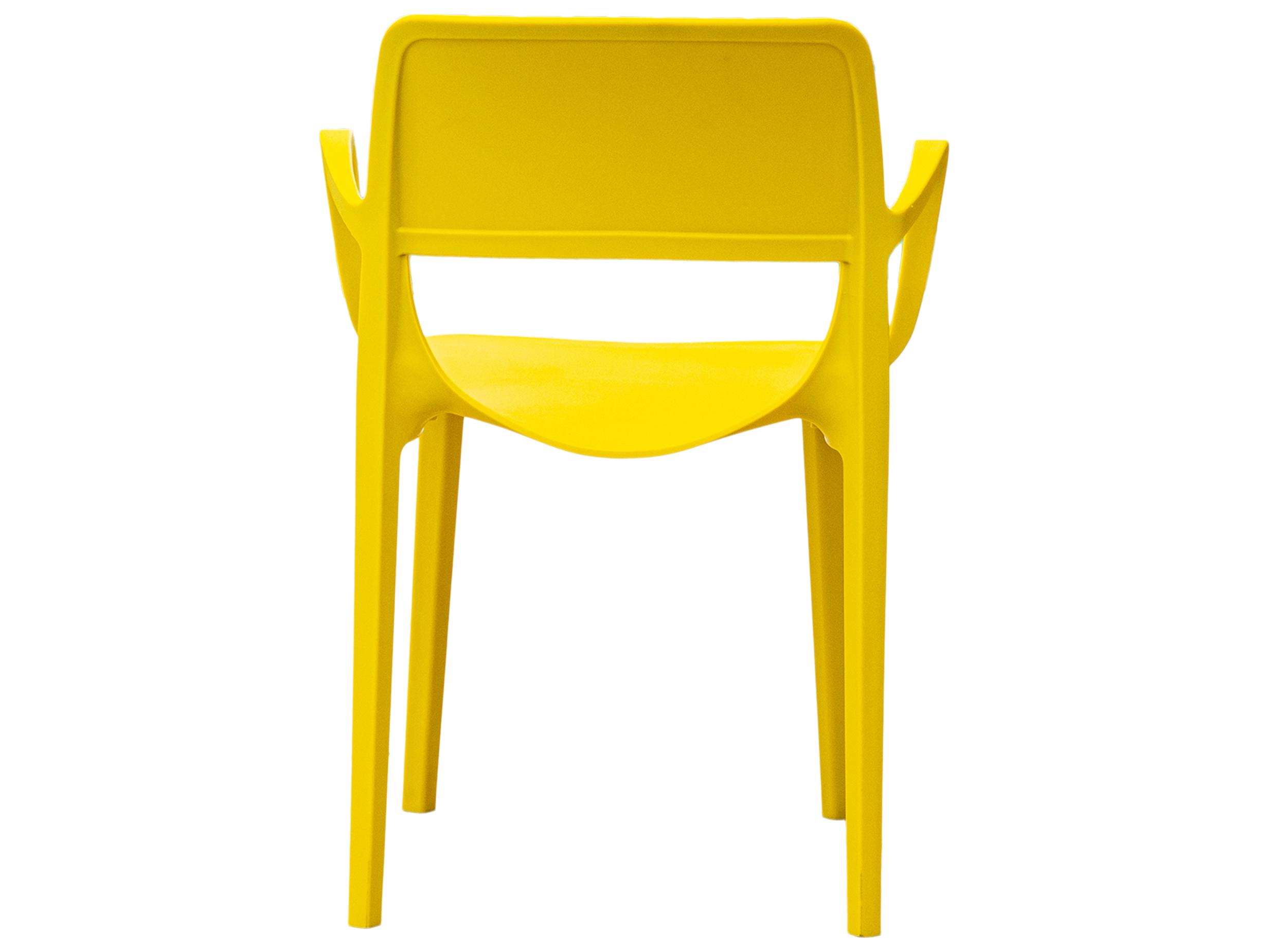 Rainbow Outdoor Bell Resin Yellow Stackable Dining Arm Chair Set of 2
