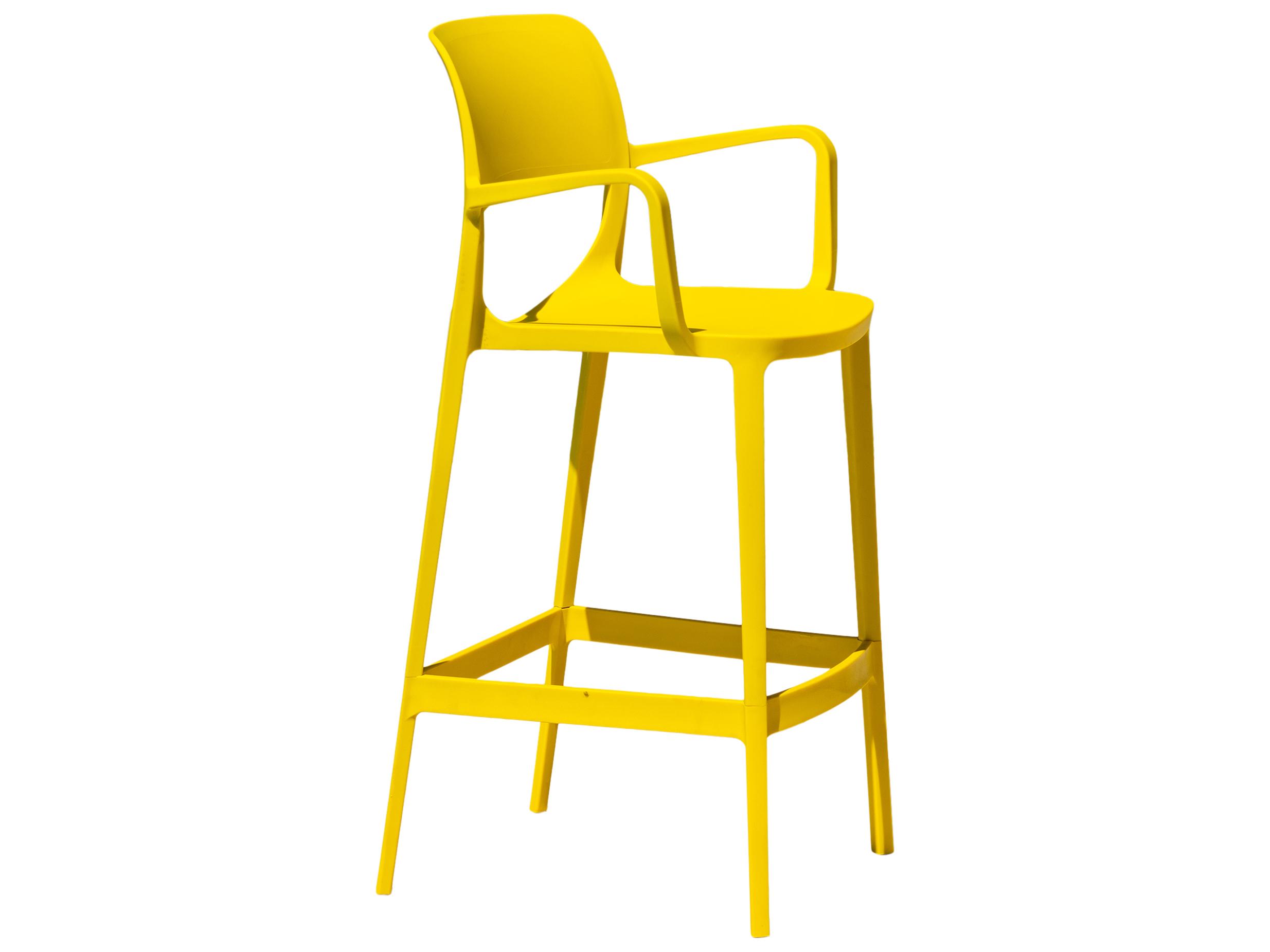 Rainbow Outdoor Bella Resin Yellow Stackable Bar Stool Set of 2