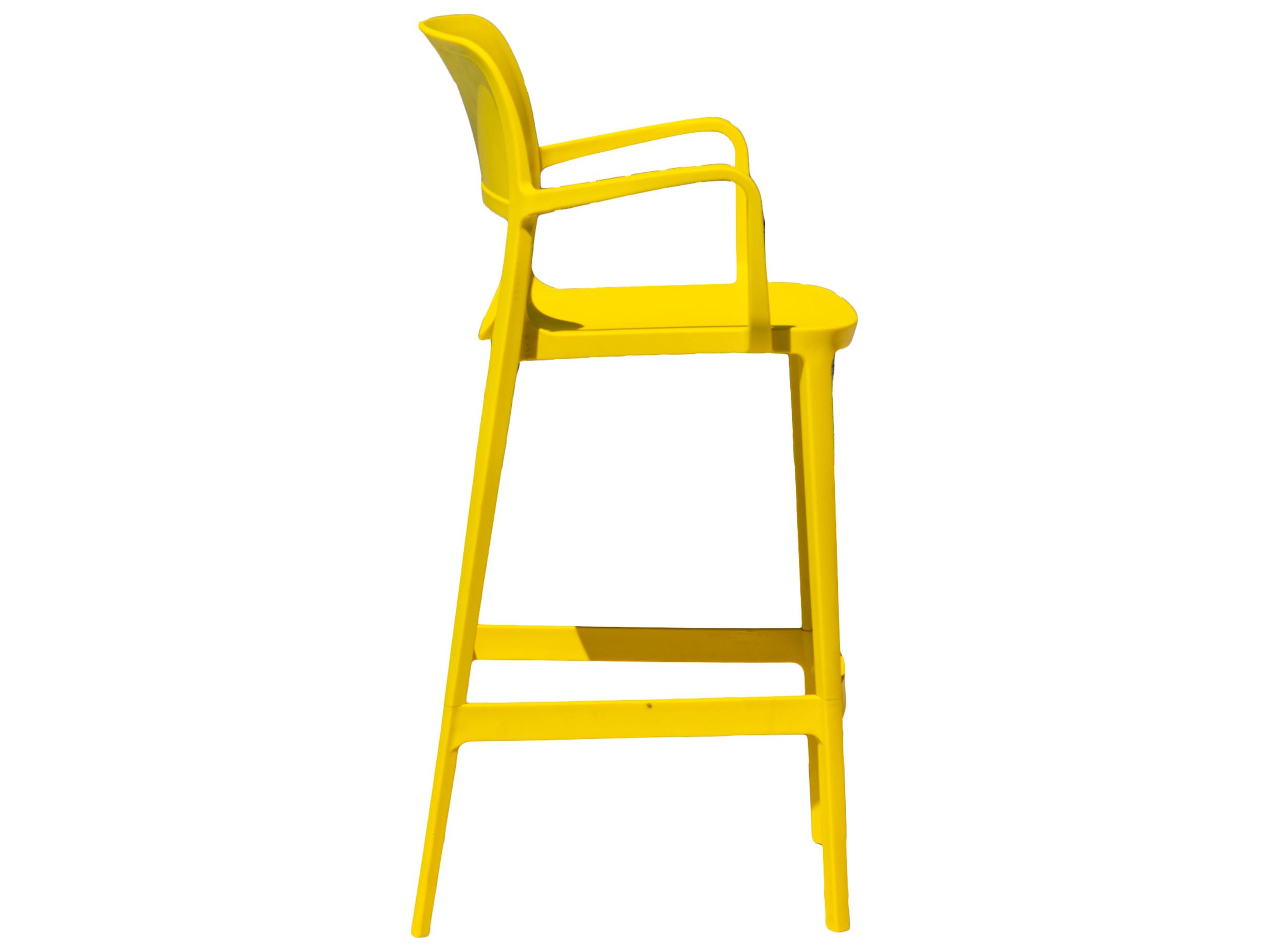 Rainbow Outdoor Bella Resin Yellow Stackable Bar Stool Set of 2