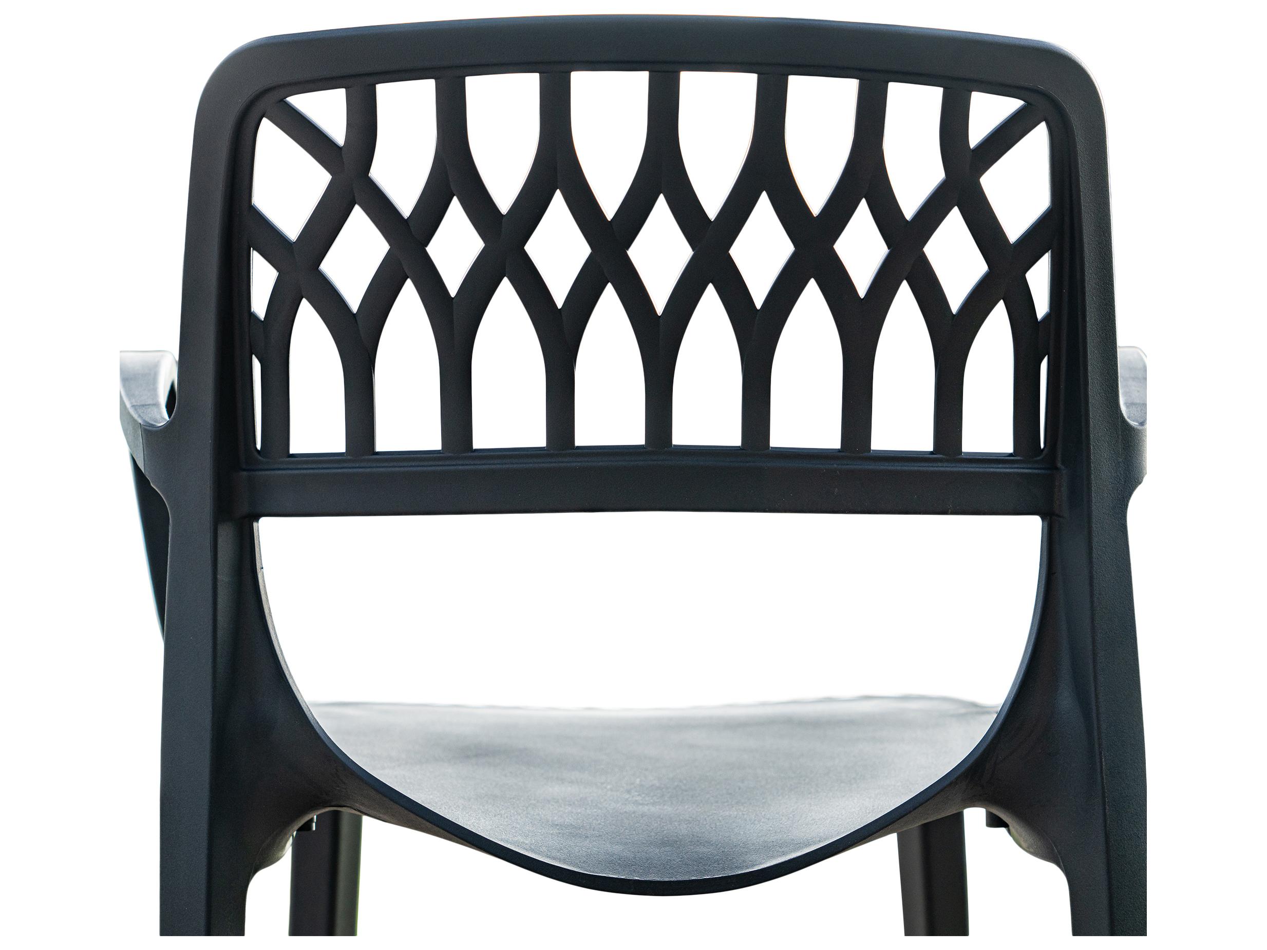 Rainbow Outdoor Elsa Resin Anthracite Stackable Dining Arm Chair Set of 2