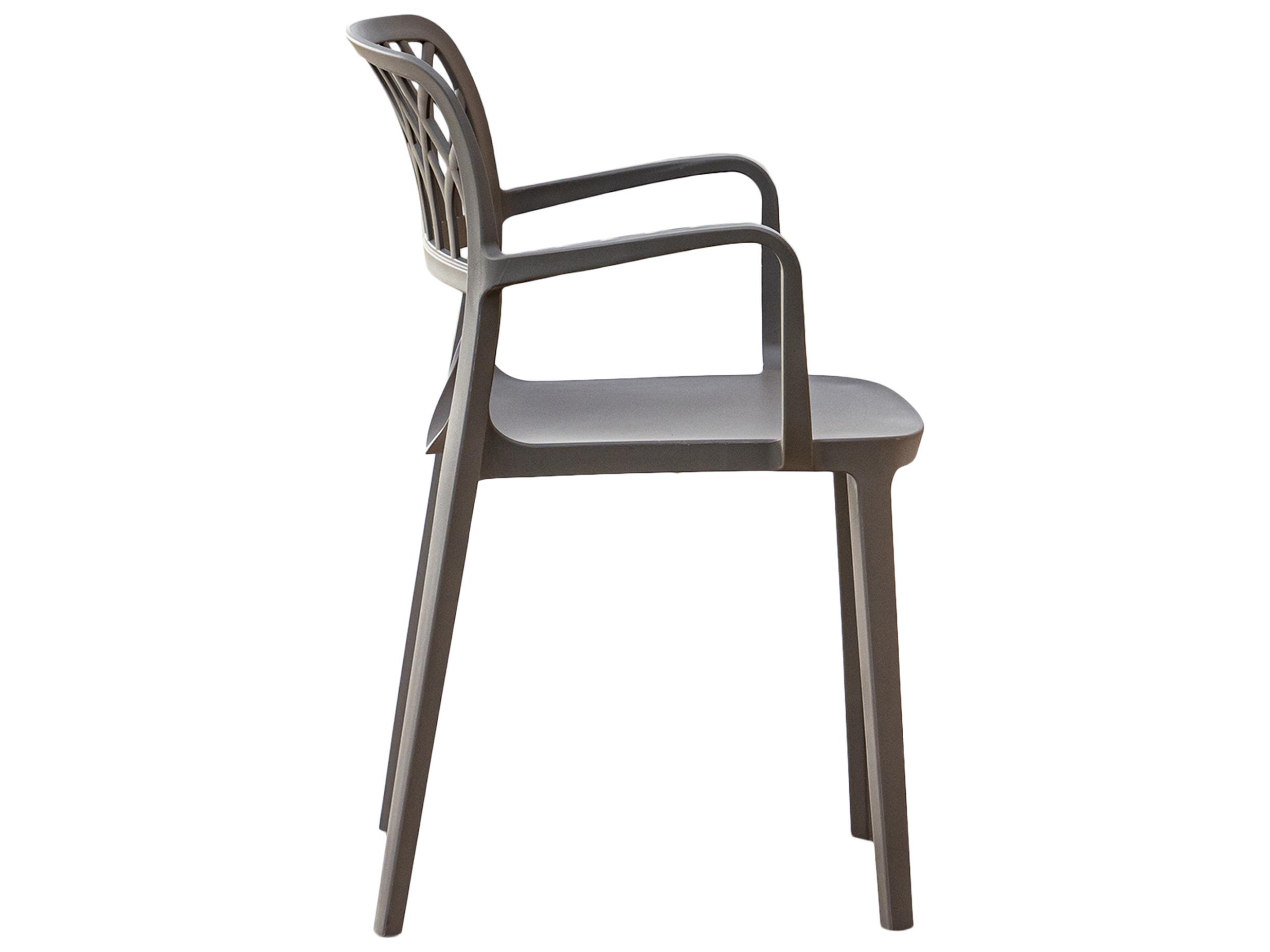 Rainbow Outdoor Elsa Resin Cappuccino Stackable Dining Arm Chair Set of 2