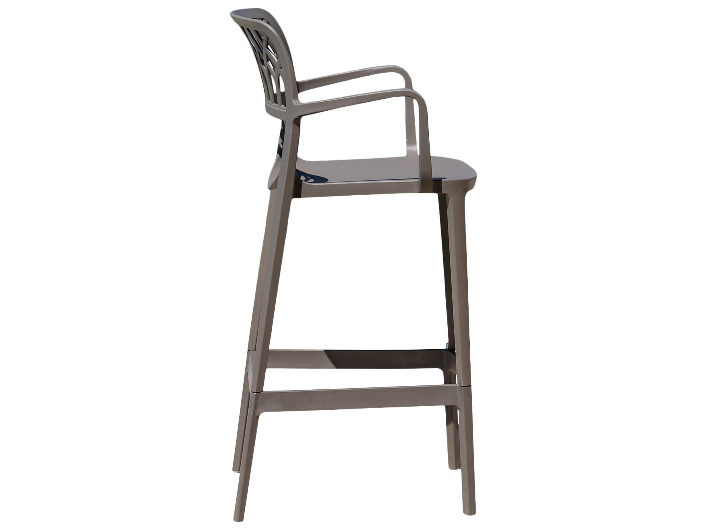 Rainbow Outdoor Elsa Resin Cappuccino Stackable Bar Stool Set of 2