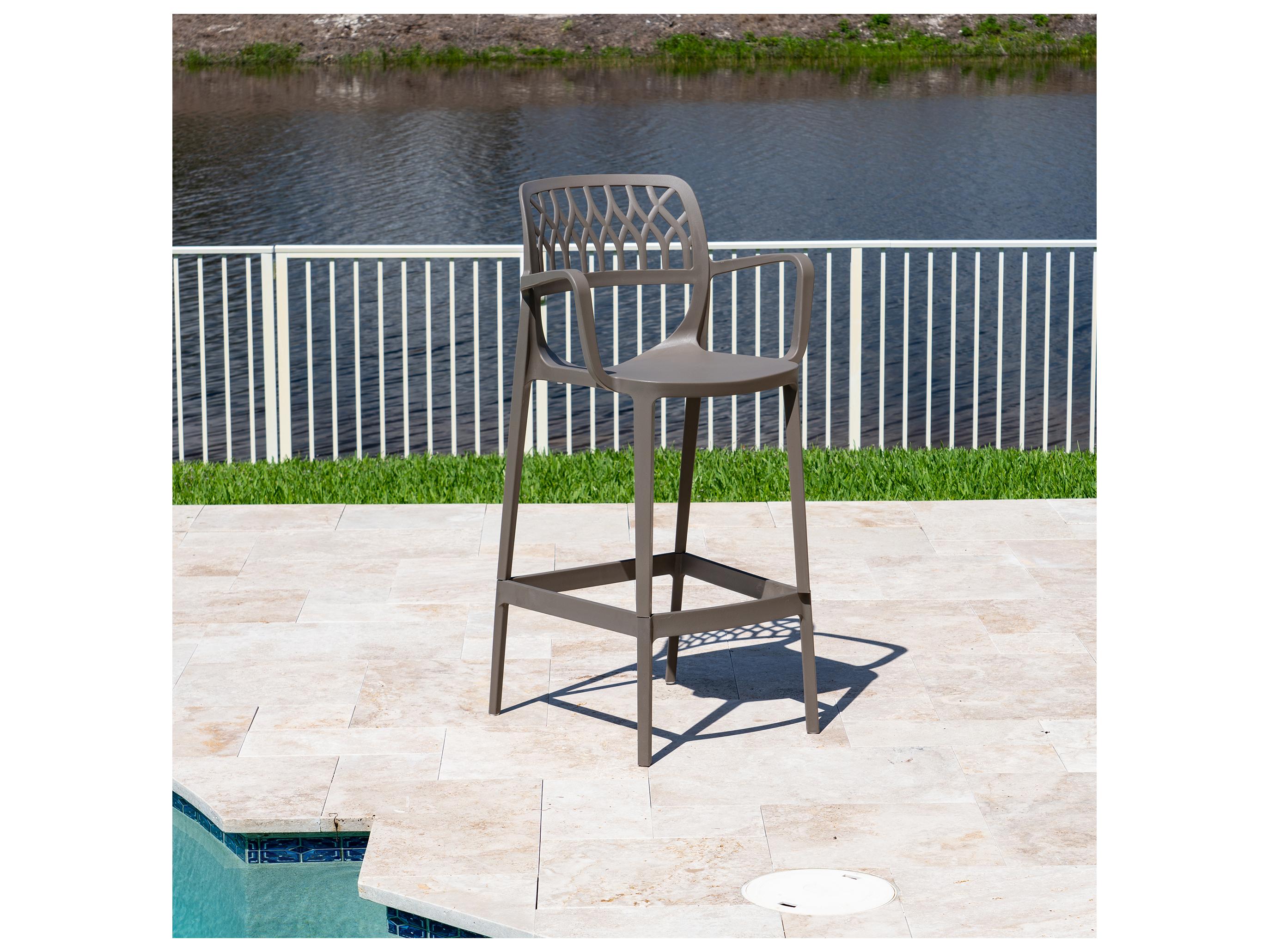 Rainbow Outdoor Elsa Resin Cappuccino Stackable Bar Stool Set of 2