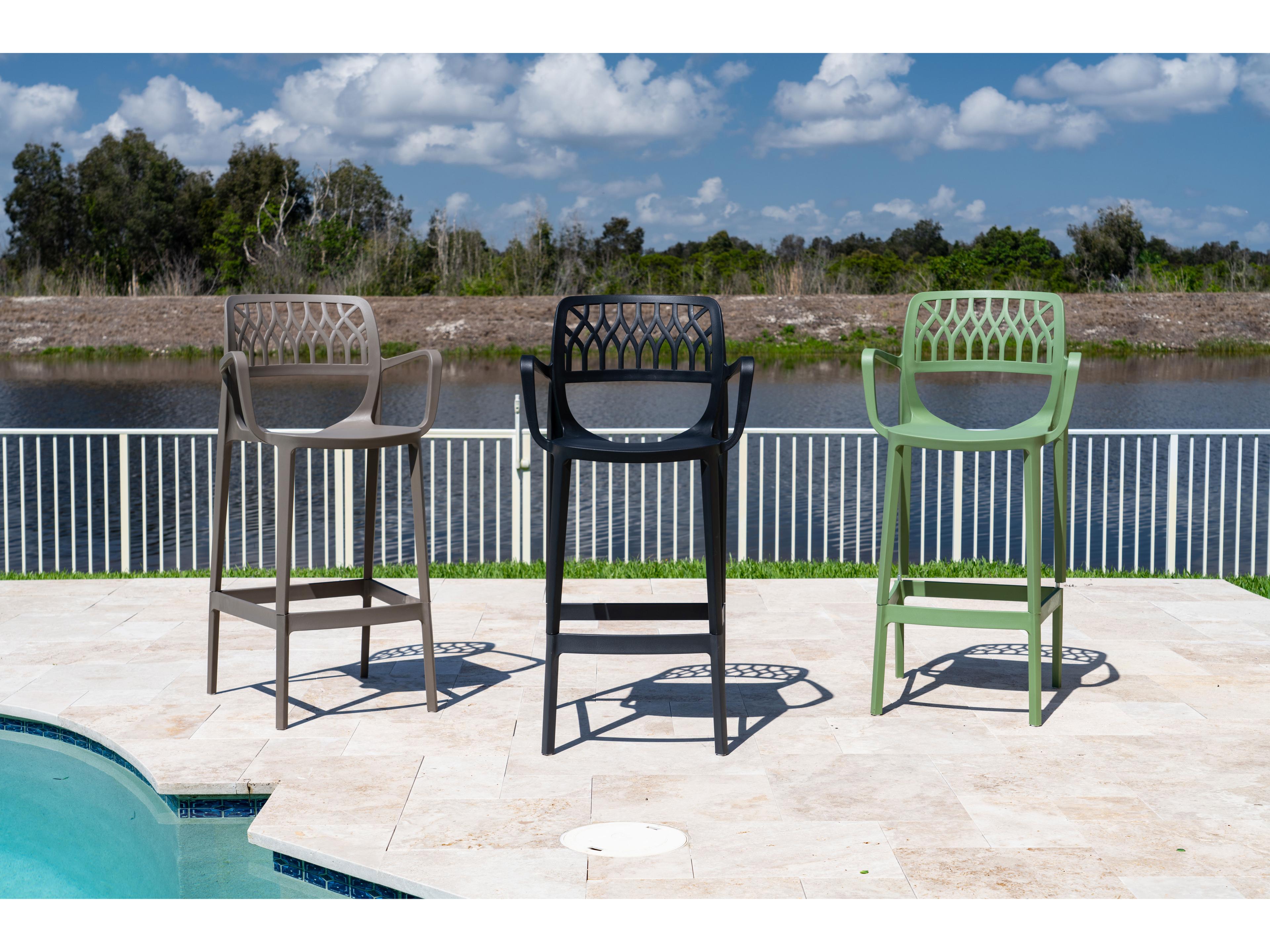 Rainbow Outdoor Elsa Resin Cappuccino Stackable Bar Stool Set of 2