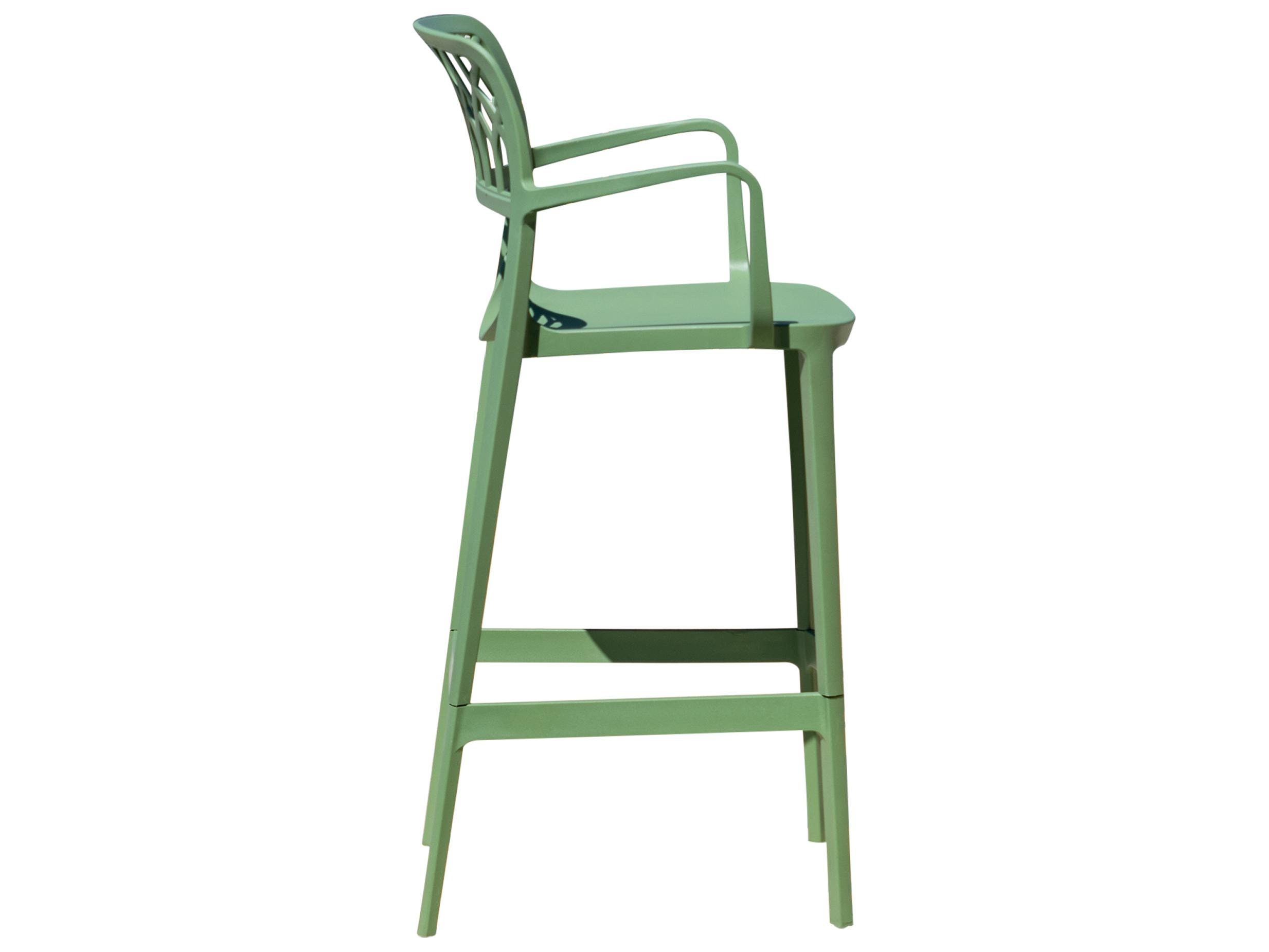 Rainbow Outdoor Elsa Resin Green Stackable Bar Stool Set of 2