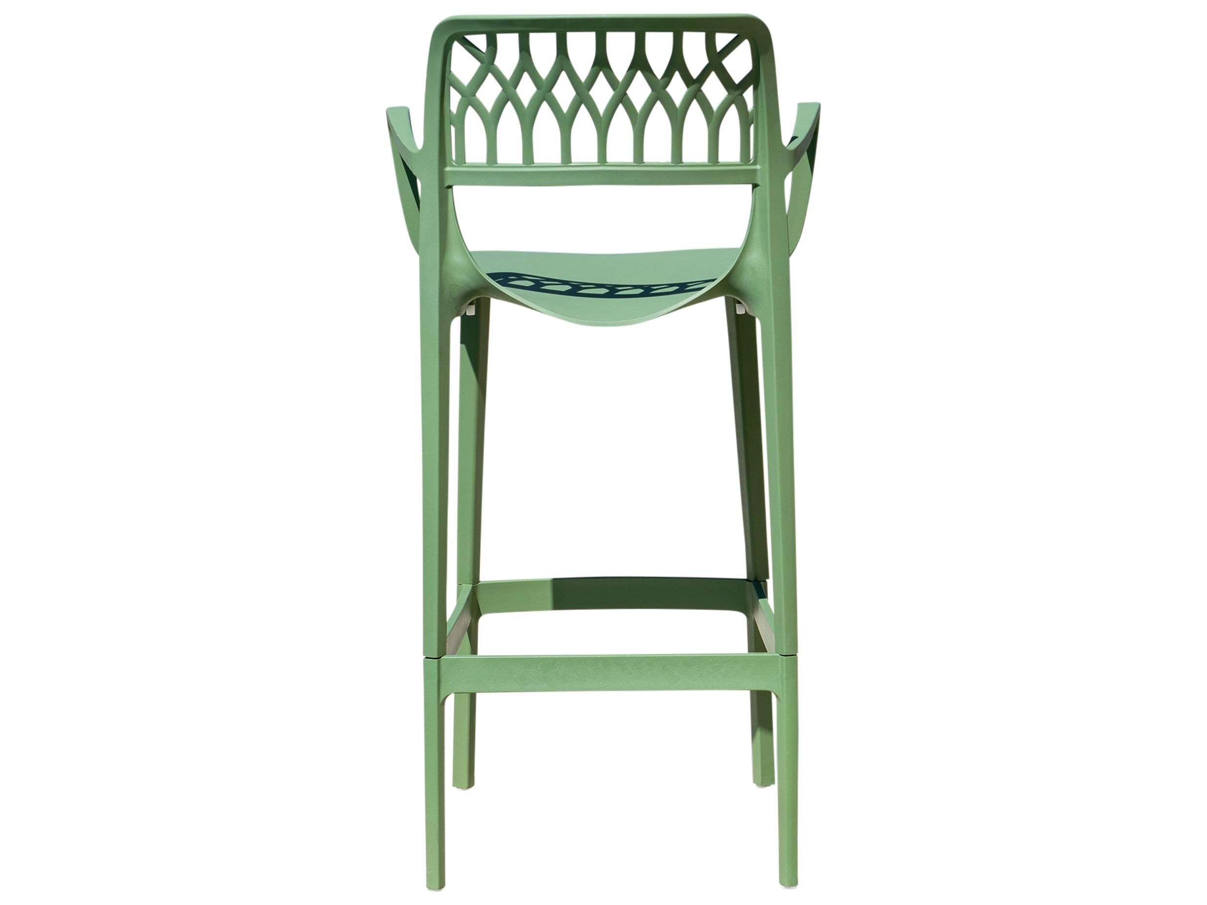 Rainbow Outdoor Elsa Resin Green Stackable Bar Stool Set of 2