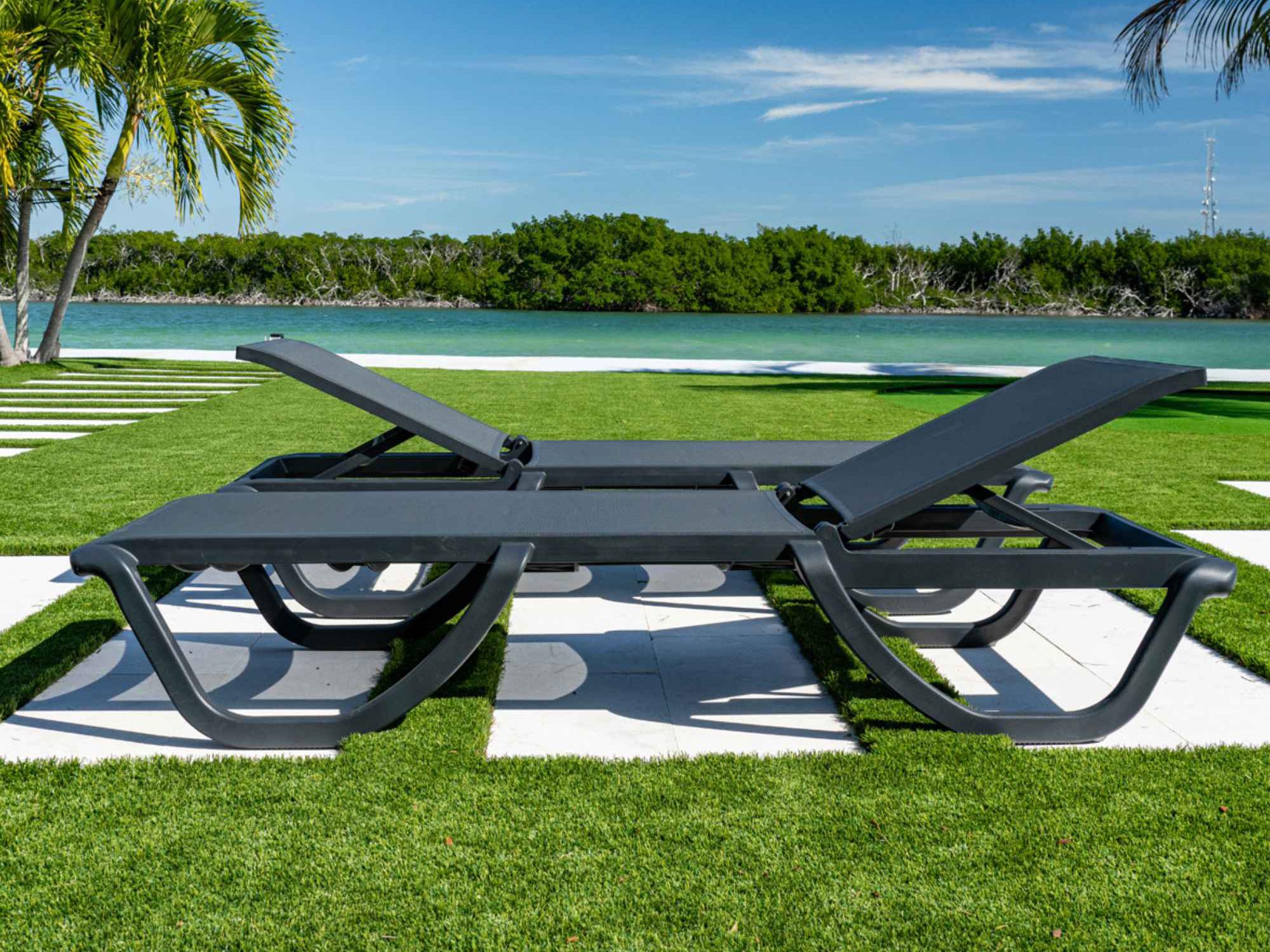 Rainbow Outdoor Florence Anthracite Polypropylene Sling Chaise Lounge