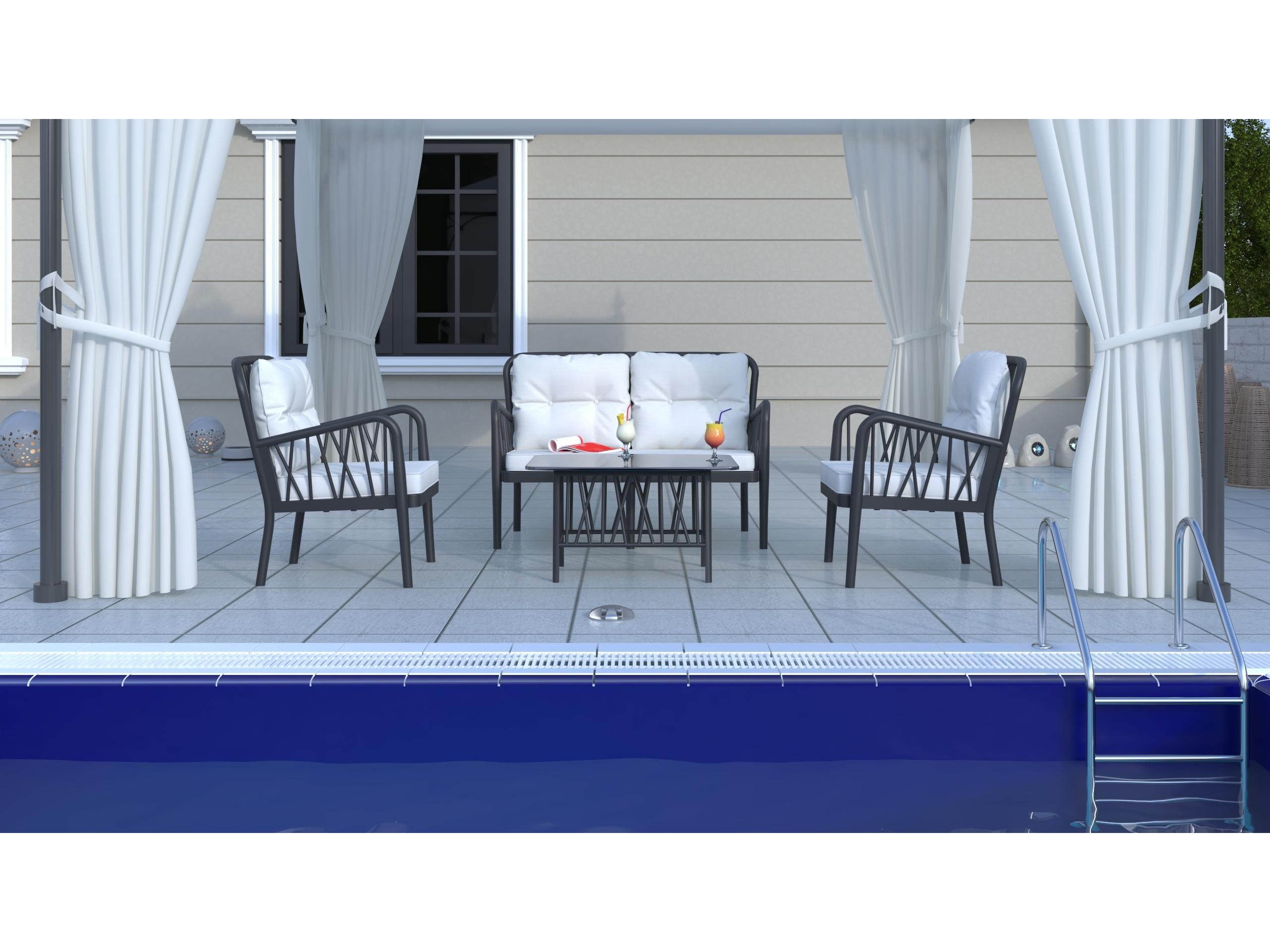 Rainbow Outdoor Gala Resin Anthracite 4 Piece Lounge Set with Cushion