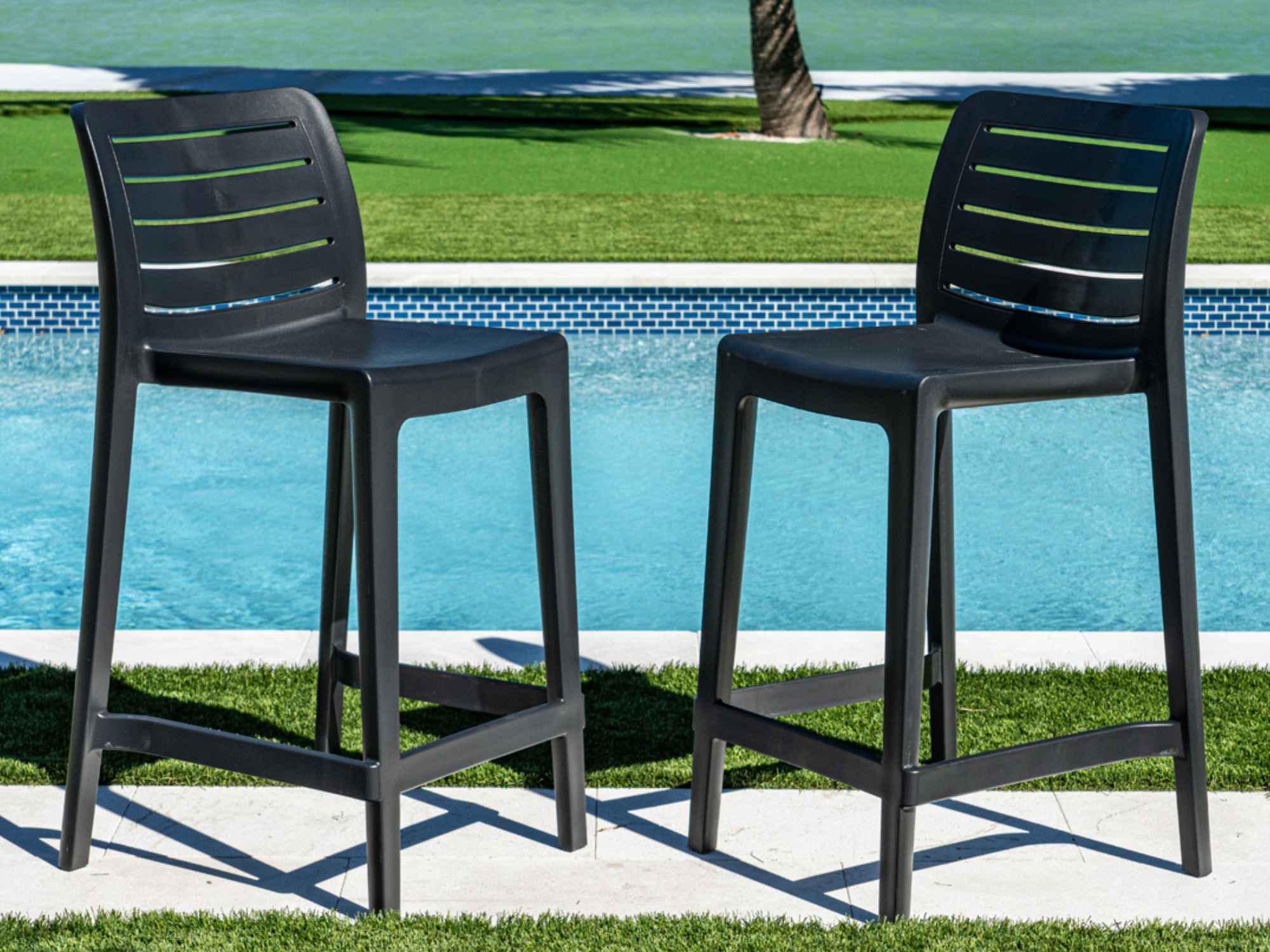 Rainbow Outdoor Leva Brown Polypropylene Counter Stool