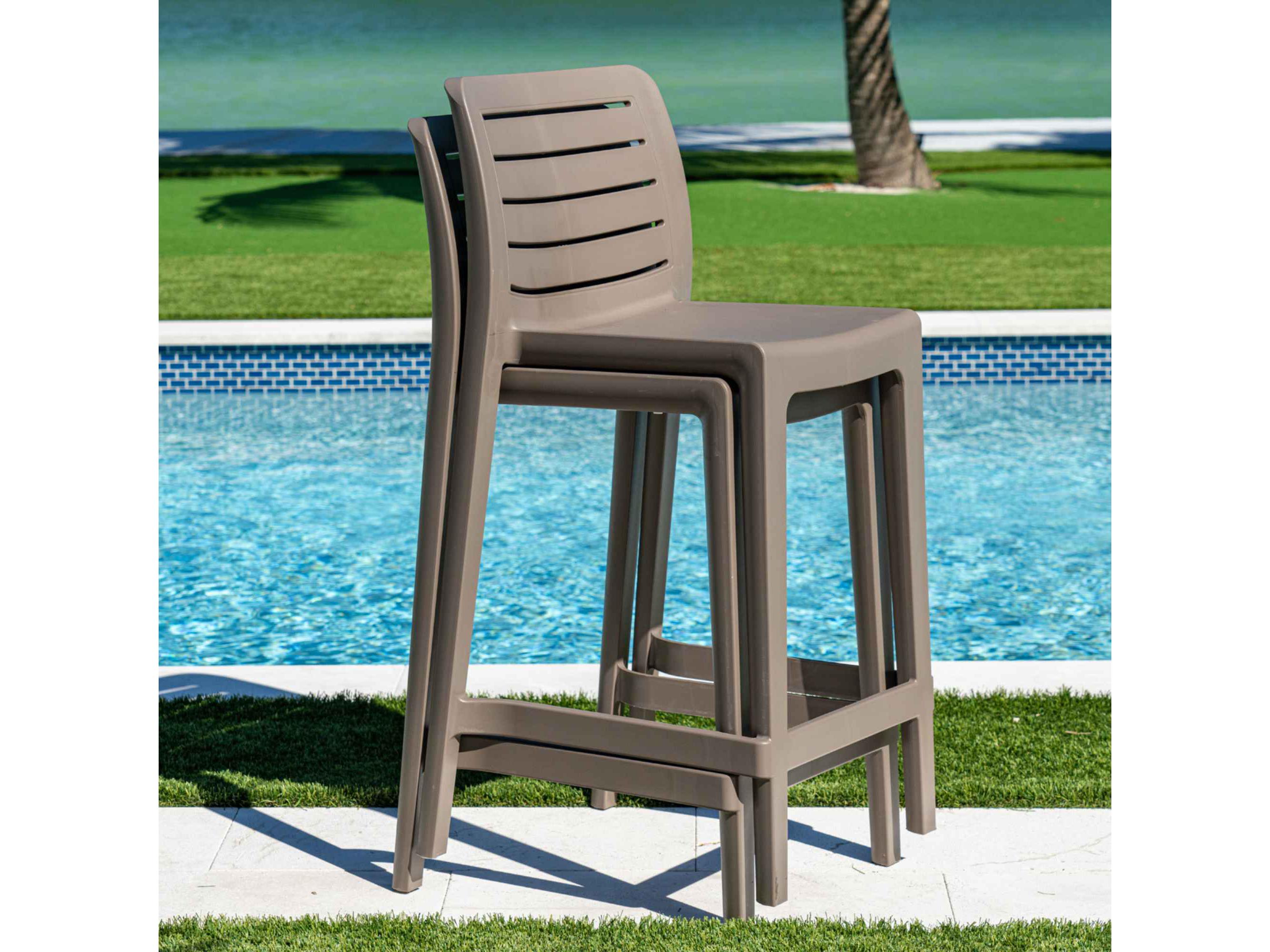 Rainbow Outdoor Leva Brown Polypropylene Counter Stool