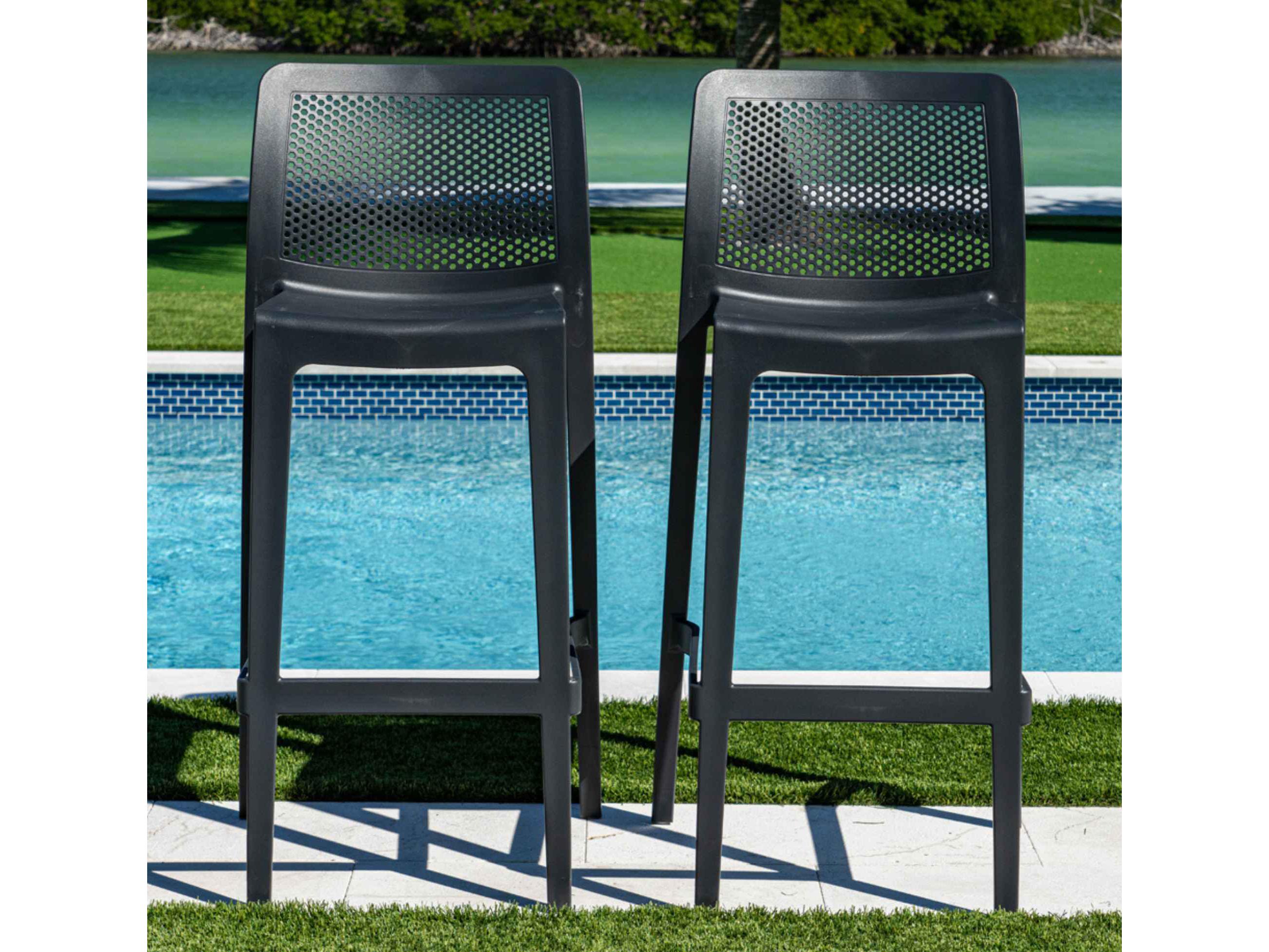 Rainbow Outdoor Lisa Anthracite Polypropylene Bar Stool