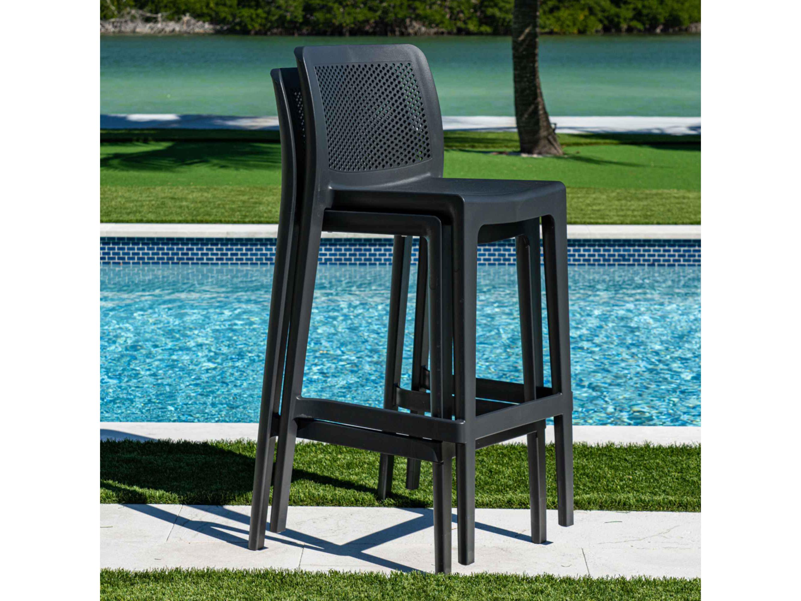 Rainbow Outdoor Lisa Anthracite Polypropylene Bar Stool
